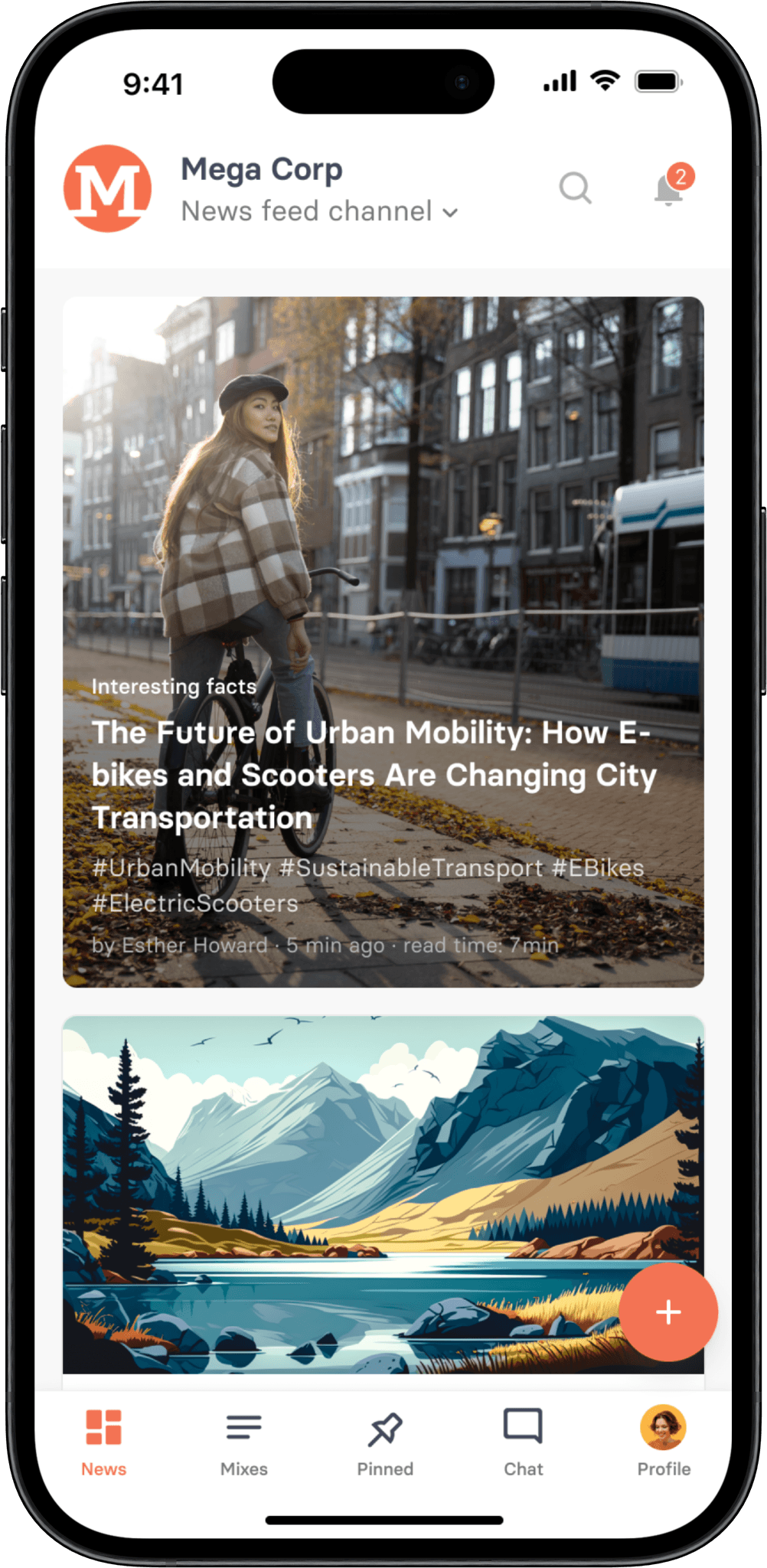 Illustration showcasing tchop's dynamic news feed, highlighting how content can be personalised and delivered seamlessly within branded mobile apps.