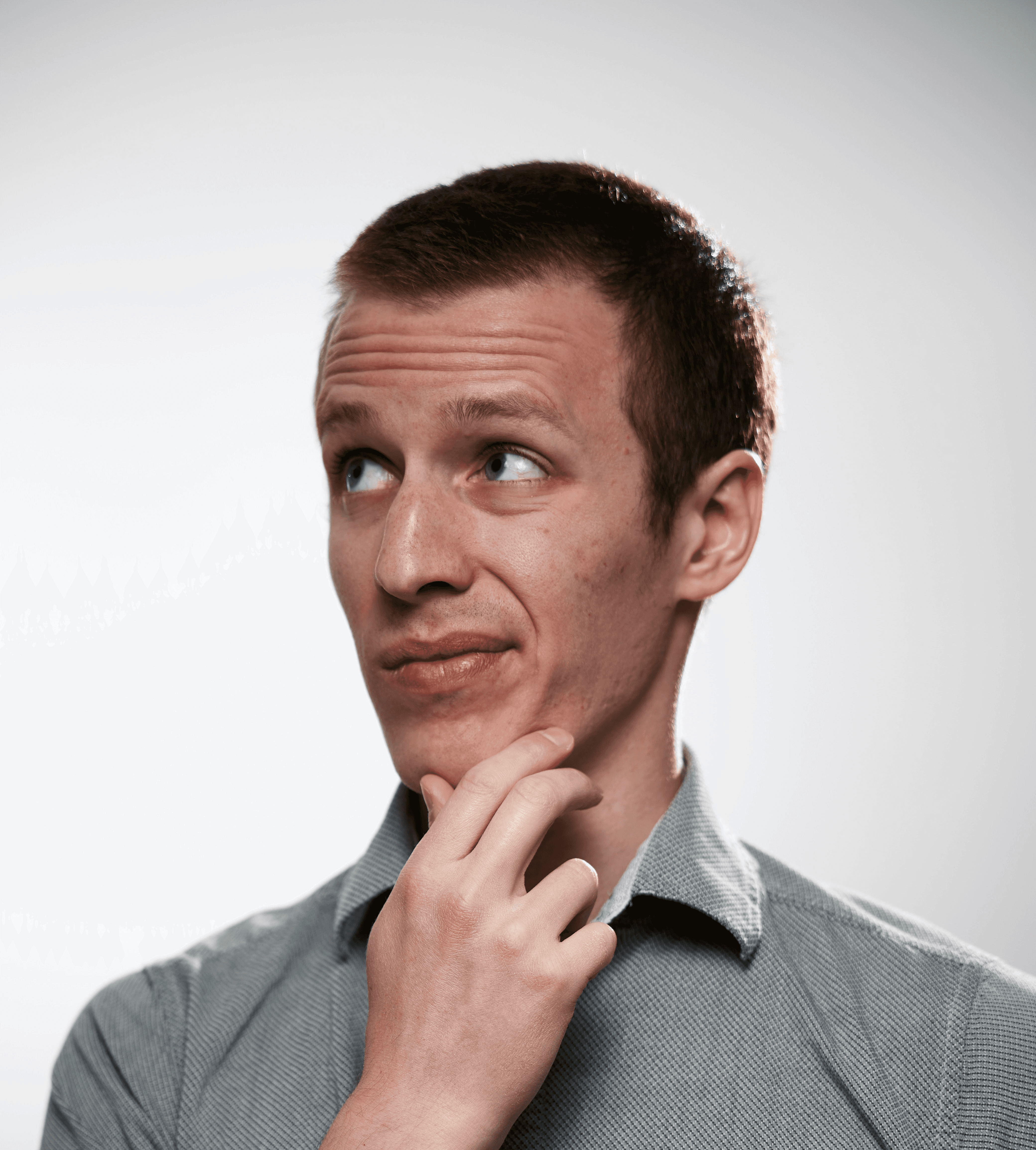 man in gray button up shirt