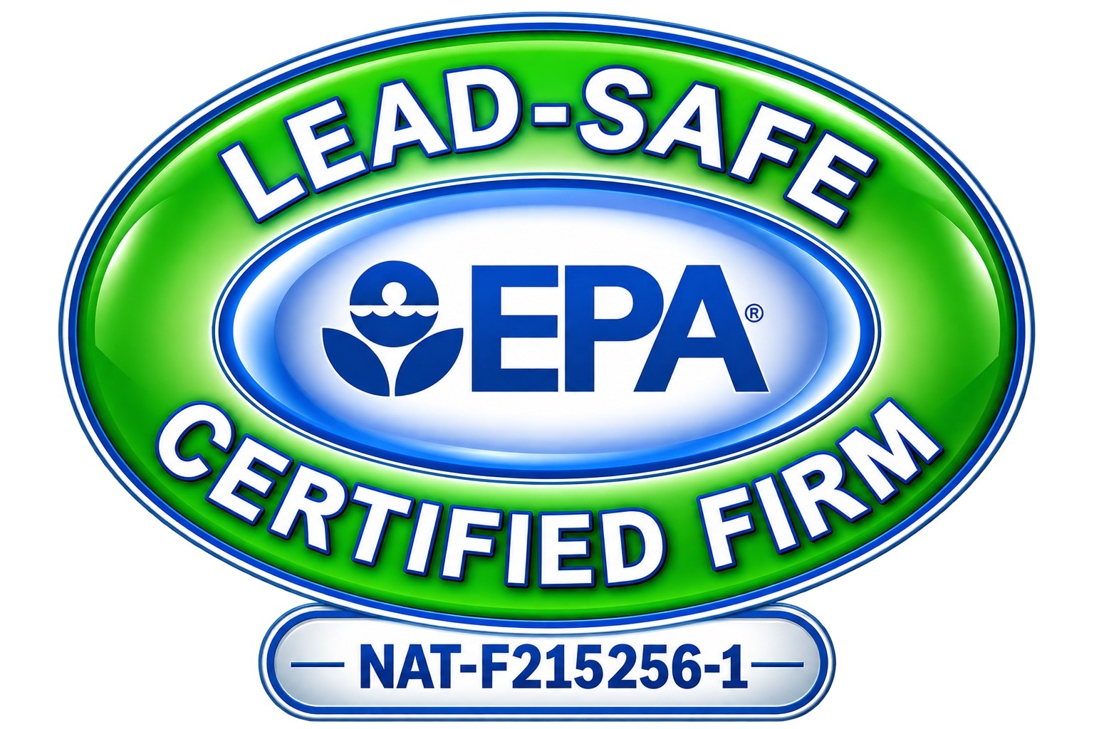 EPA Lead-Safe Certified Firm logo, NAT-F215256-1