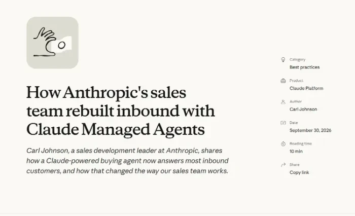 Screenshot of the claude.com article on rebuilding inbound with Managed Agents