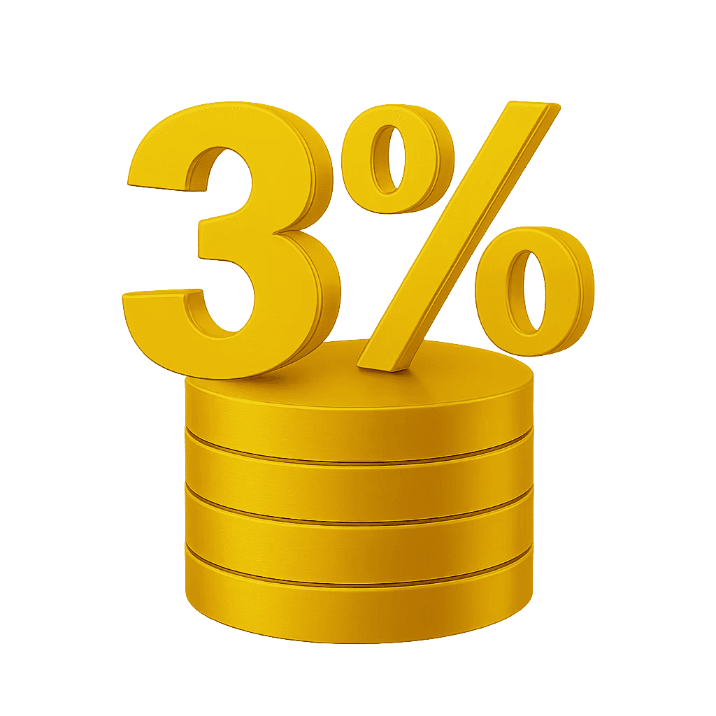 3D blue icon of a prohibition symbol on top of a stack of coins