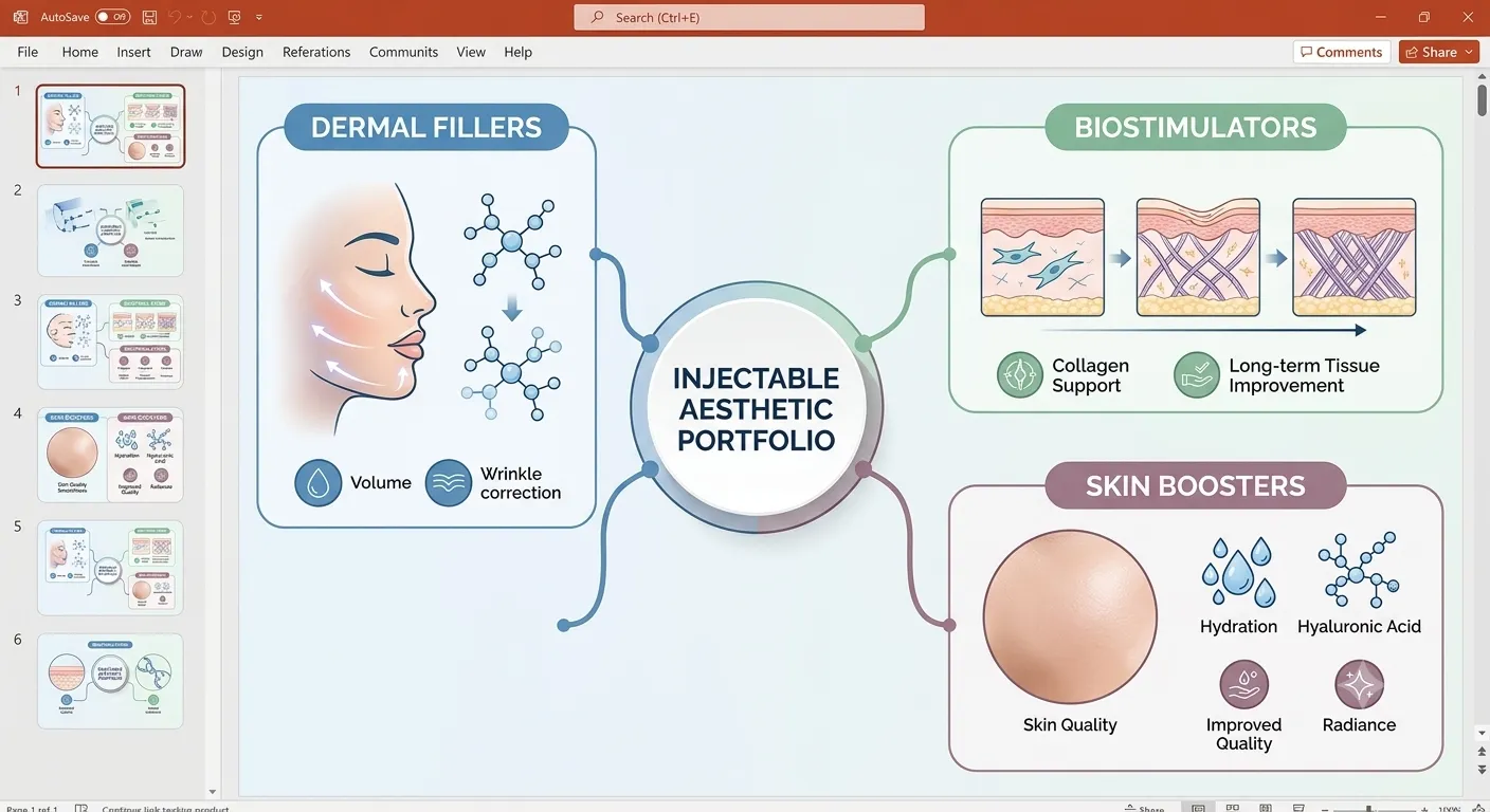 Three categories of injectable aesthetic products for clinics