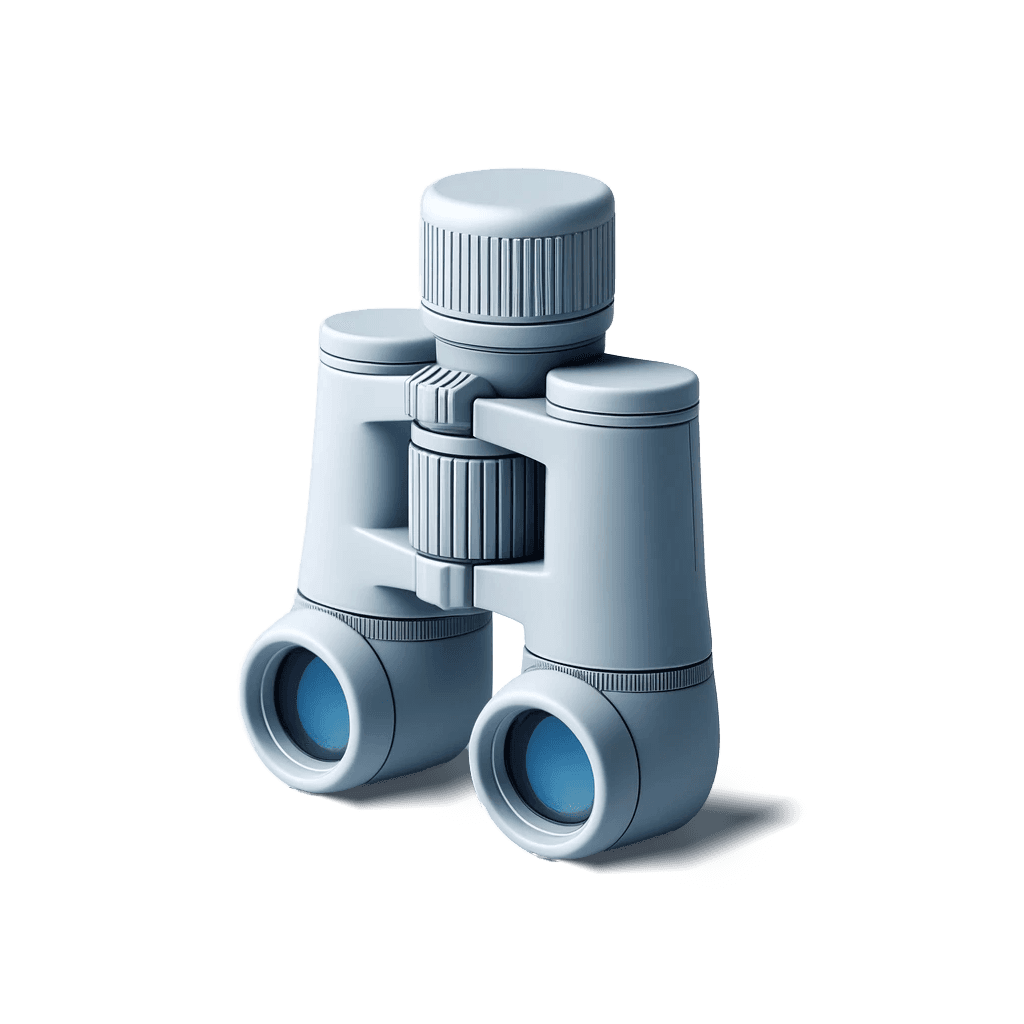 3d illustration of a pair of modern binoculars to represent discovery in the motion design process