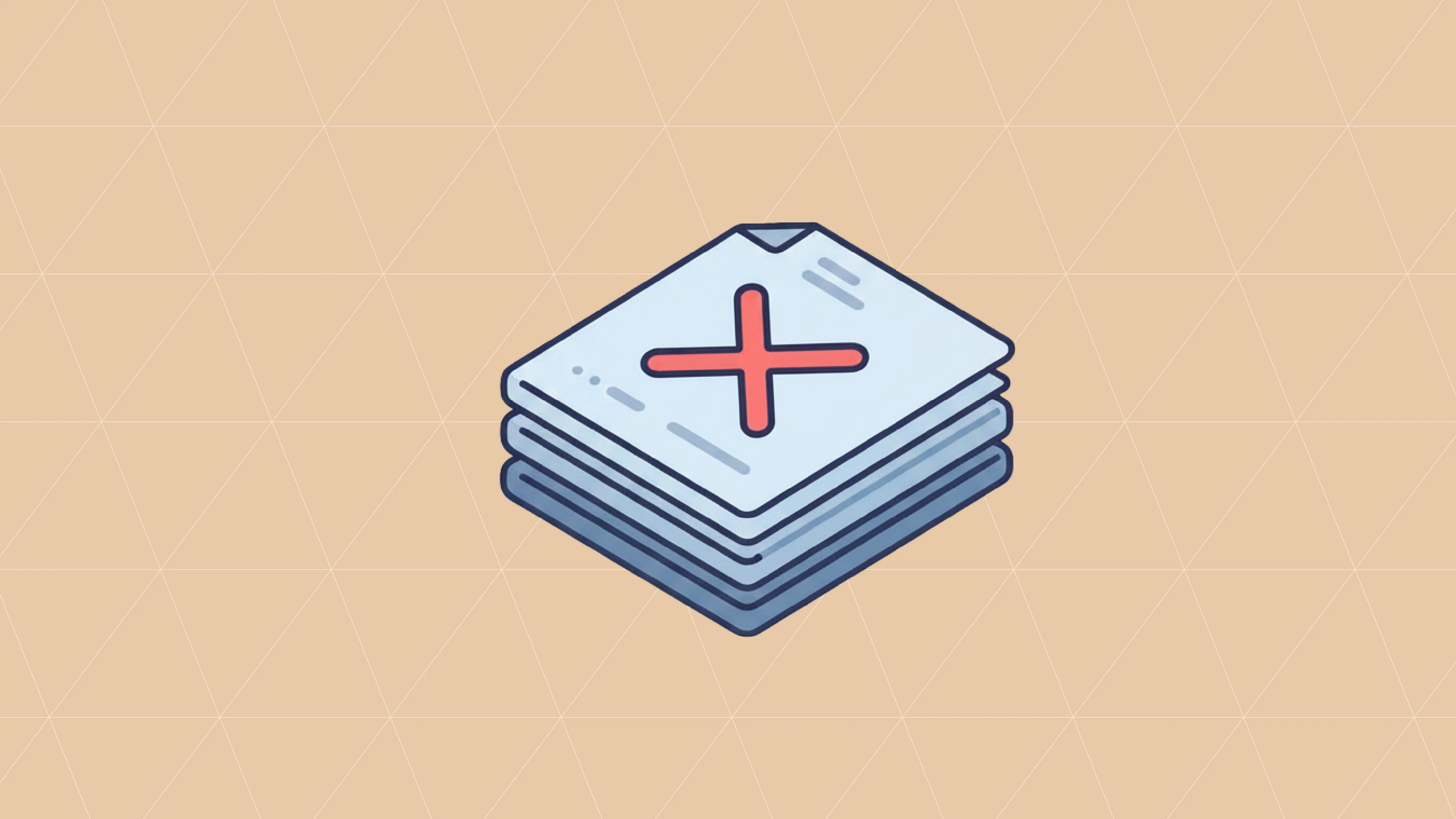 Illustration of a stack of documents with a red X on the top page, representing rejected EDI documents.
