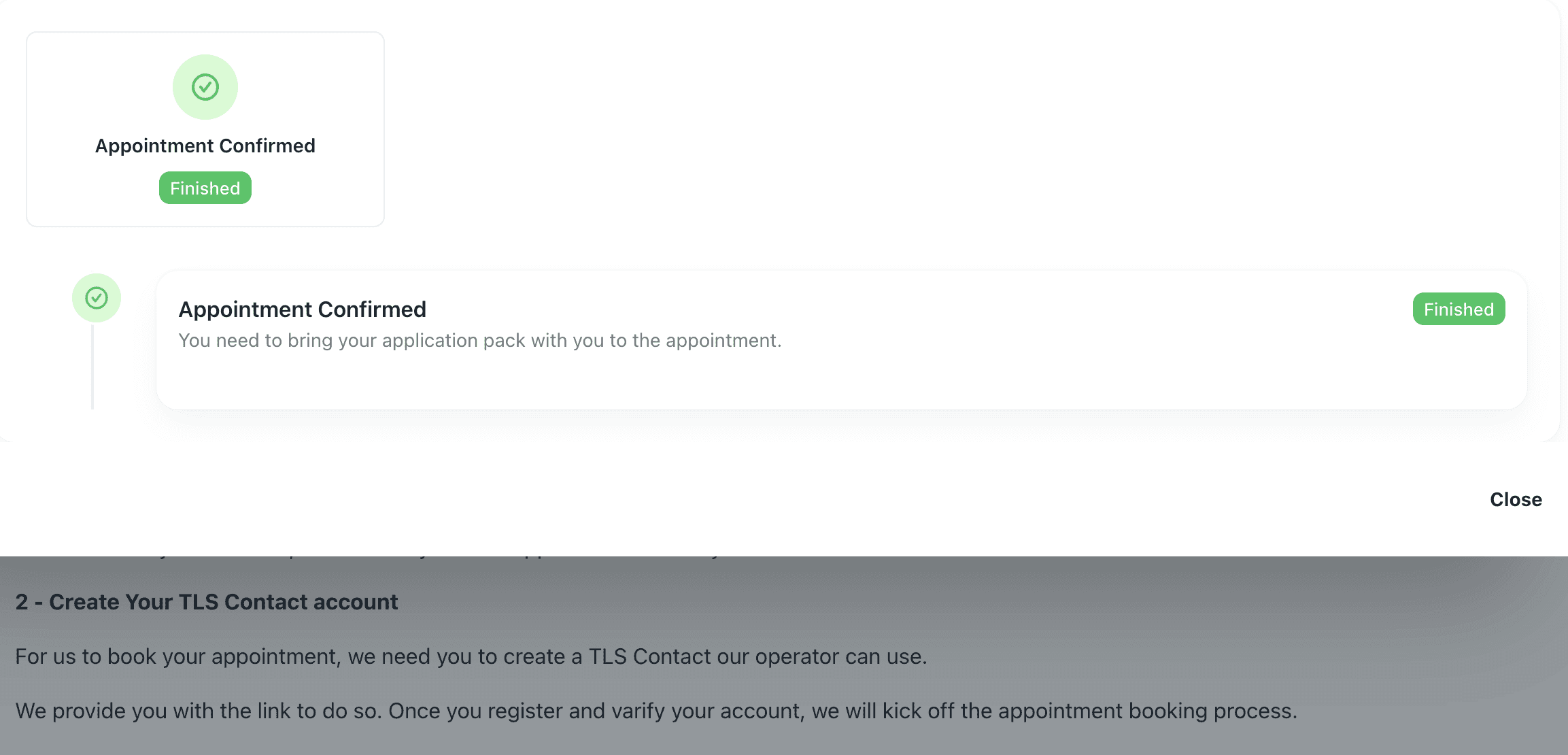 Final form submission step from Barnab application interface showing confirmation.
