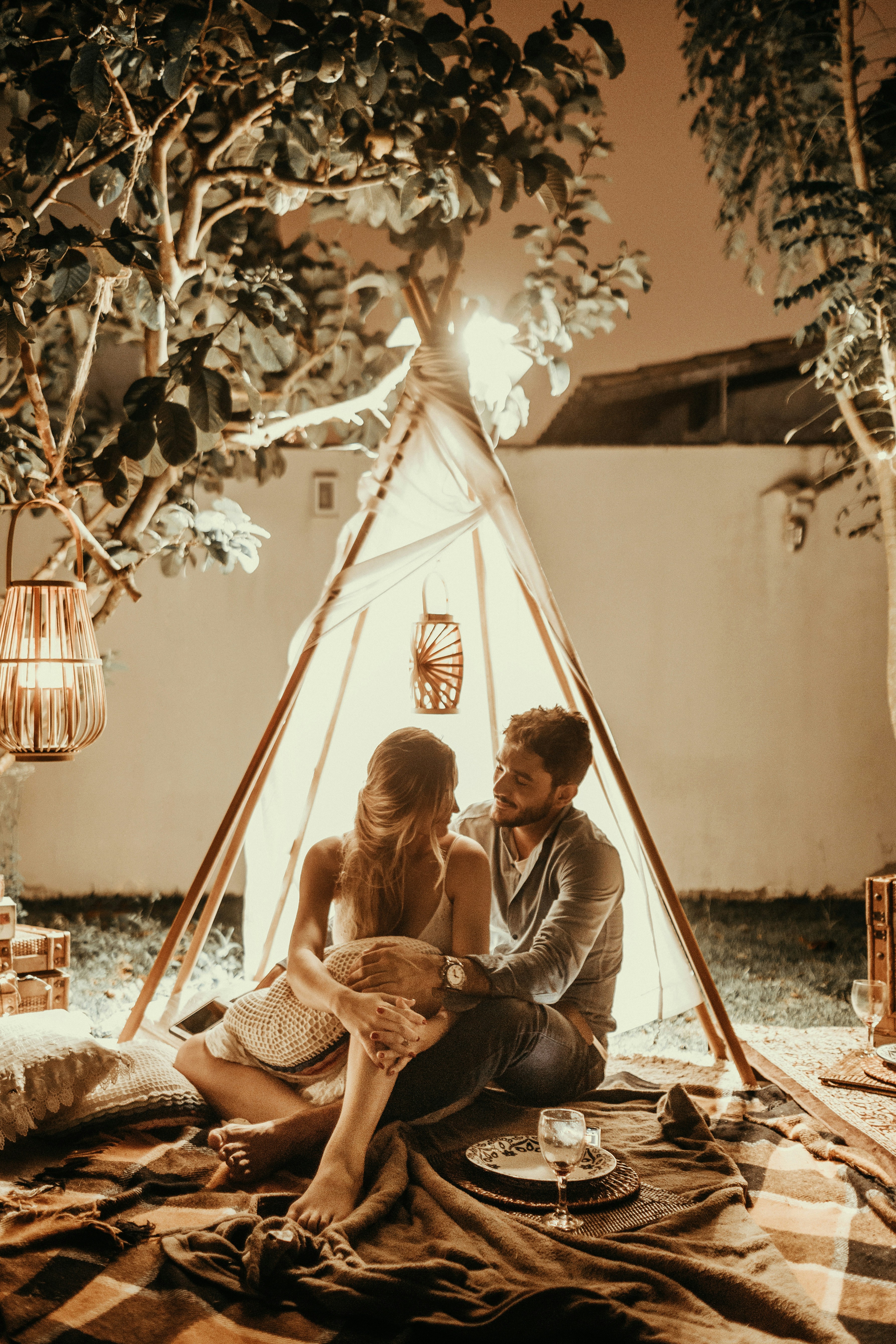 lovers doing camping