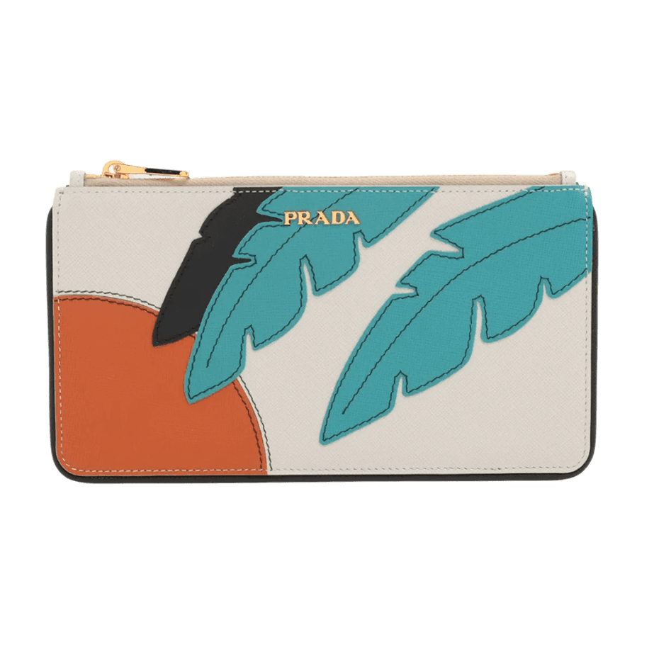 Prada Saffiano Leather  Palm Tree Pouch