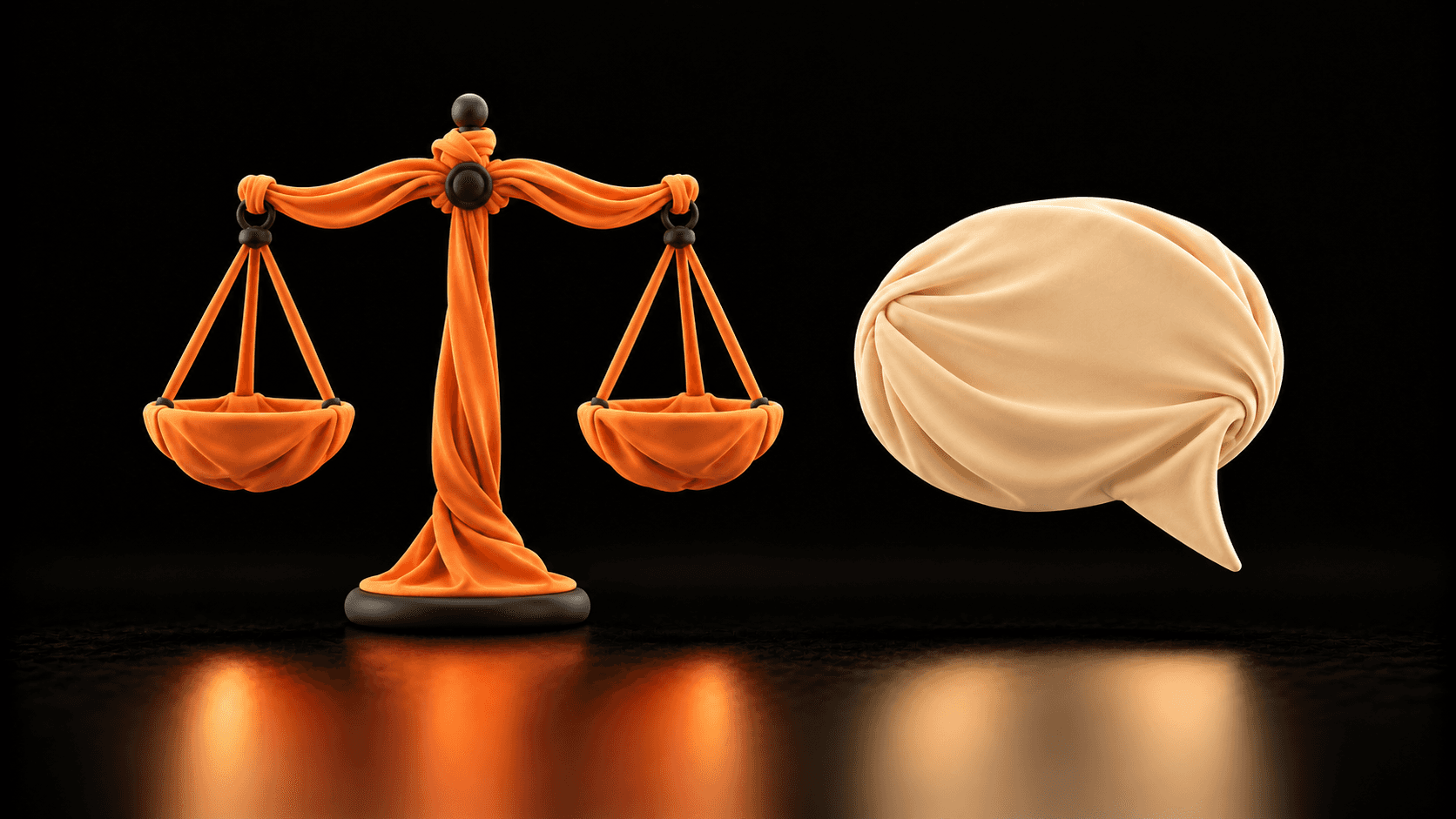 An orange cloth balance scale and a separate cream speech bubble illustrate weighing a quotation against the wider evidence.