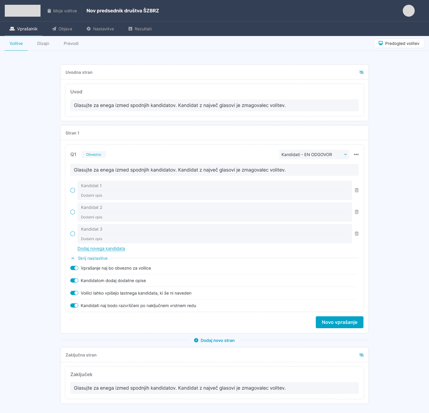 oneclickvoting - edit questionnaire