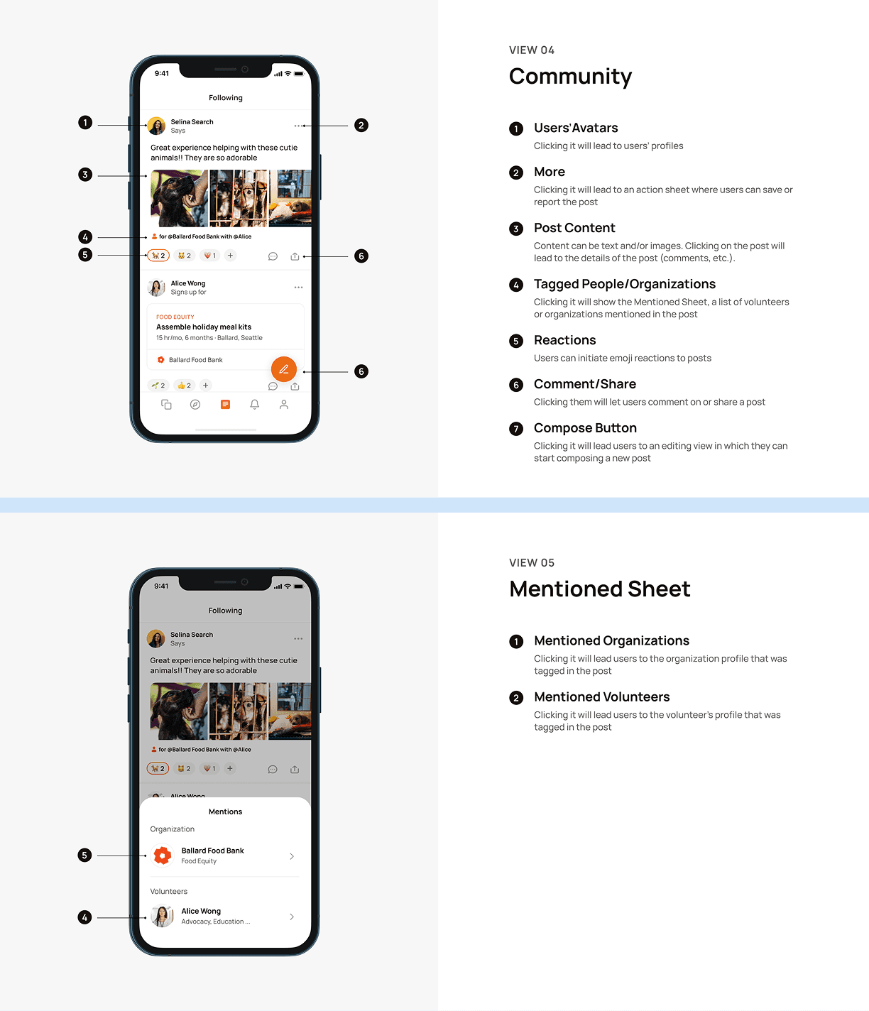 Images of 2 screens on a phone with descriptions
