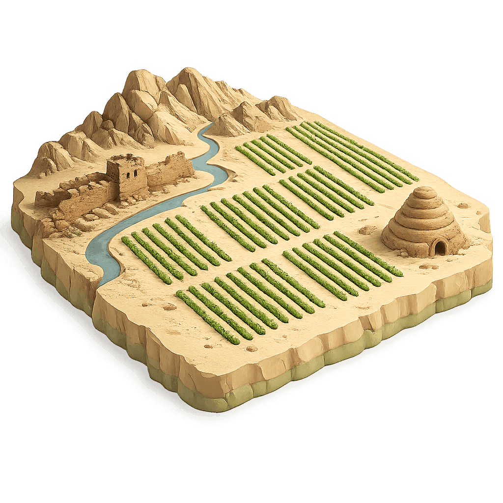 Artistic illustration of the Ningxia wine region.