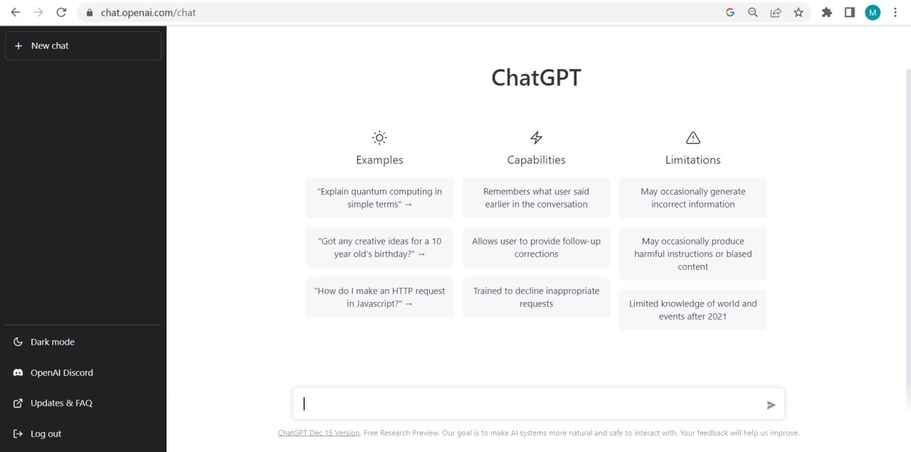 ChatGPT Home Page