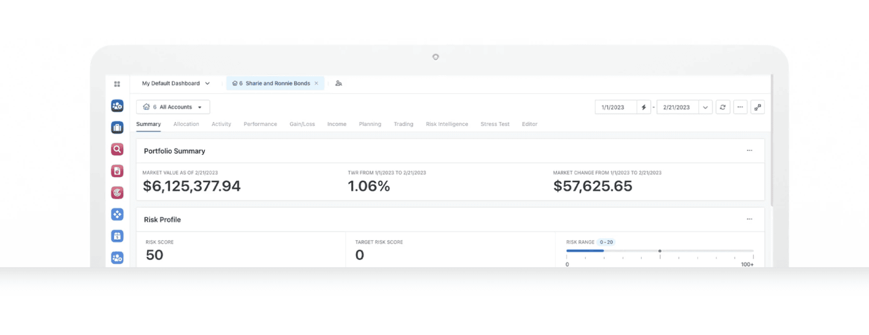Orion Advisor Tech dashboard