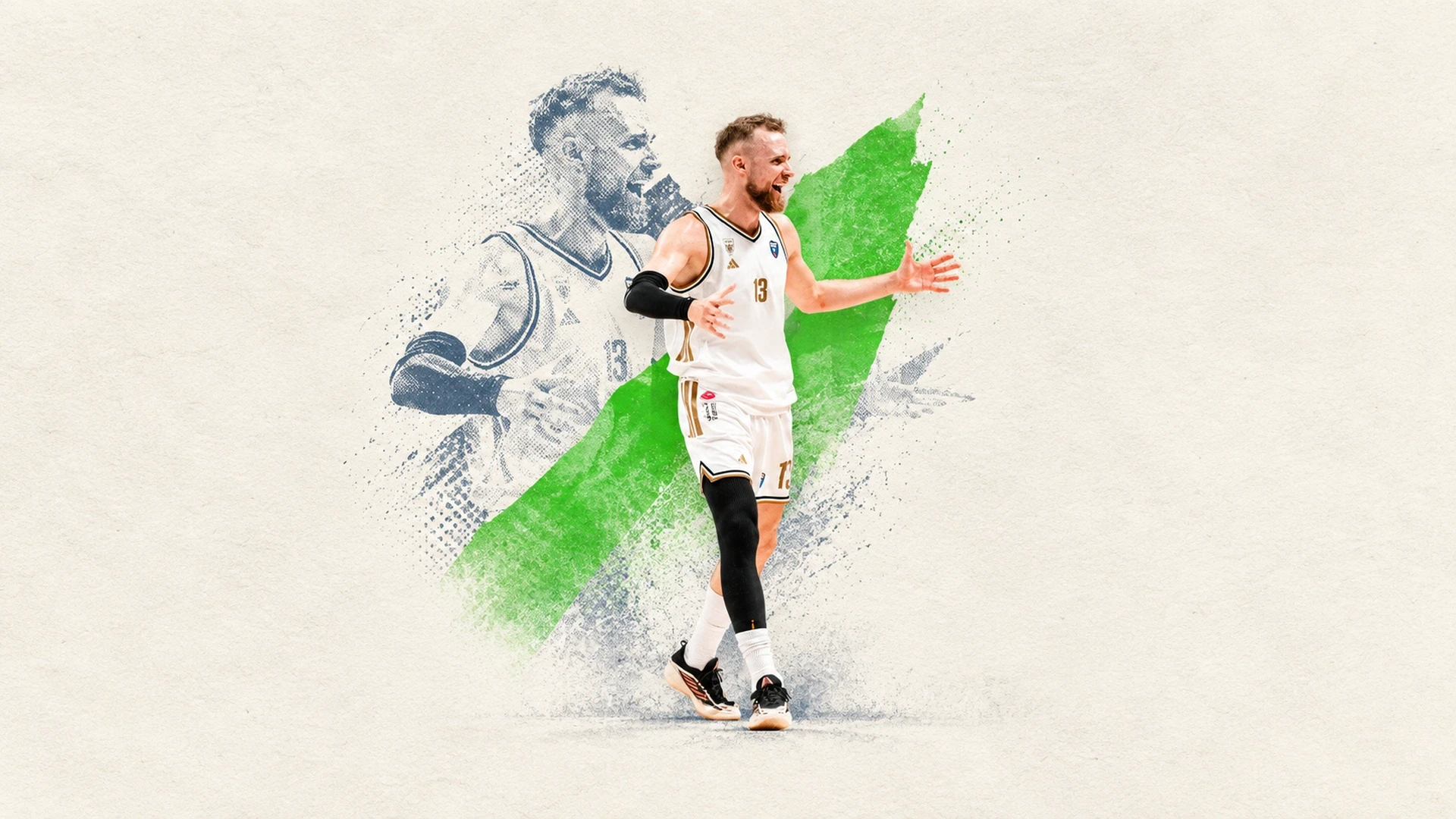 Editorial collage of a Dubai Basketball player celebrating