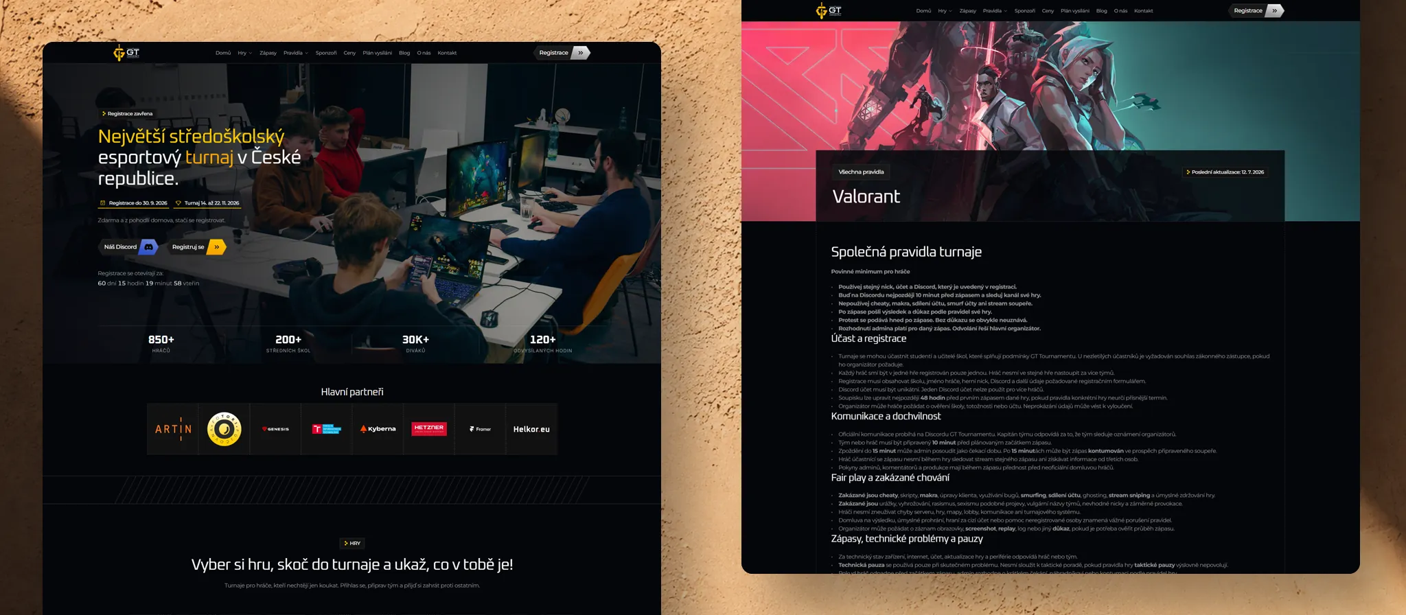 Případová studie úspěšné migrace webu na platformu Framer, kompletní redesign Esportového webu.