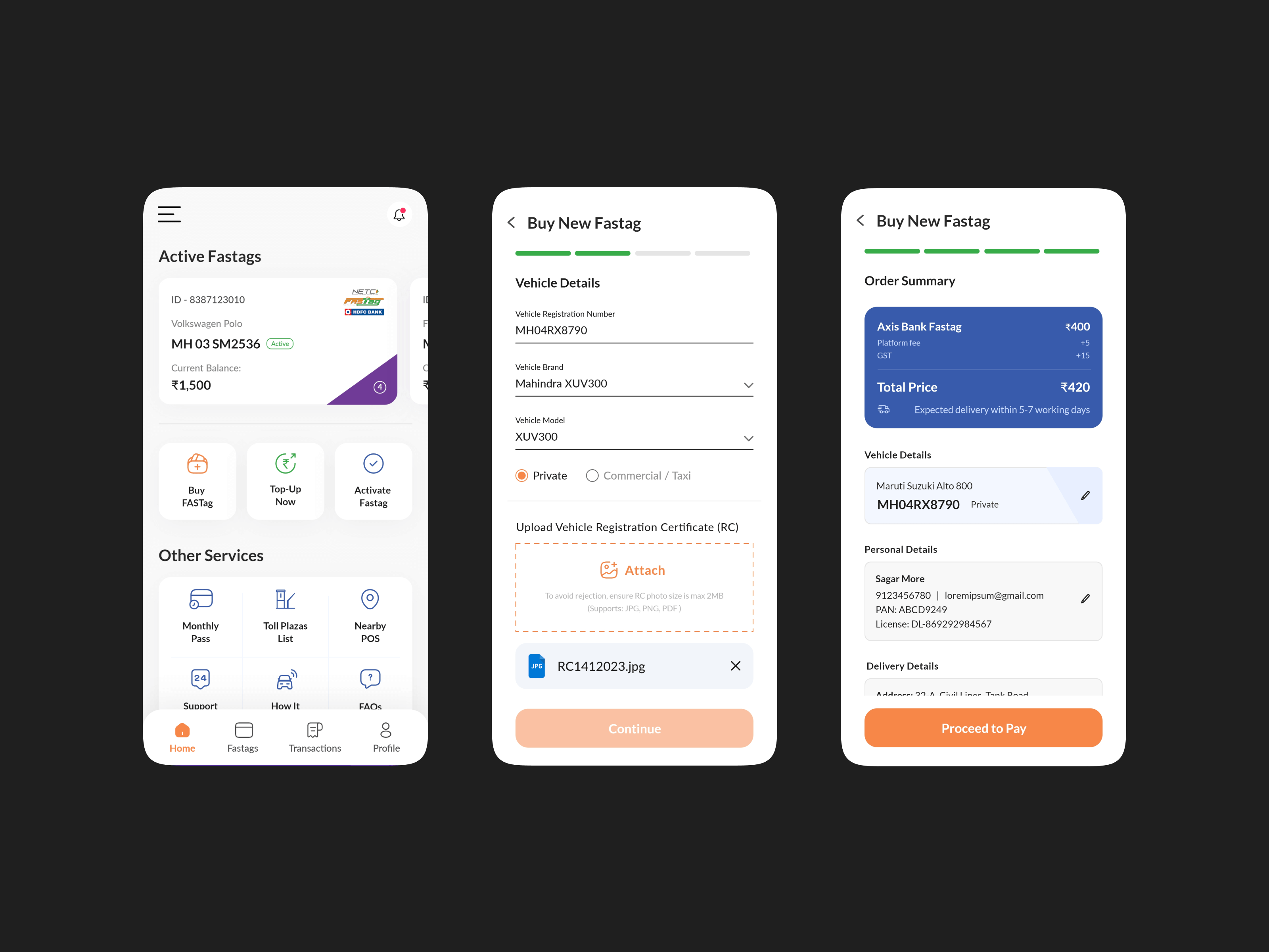 fastag create screen