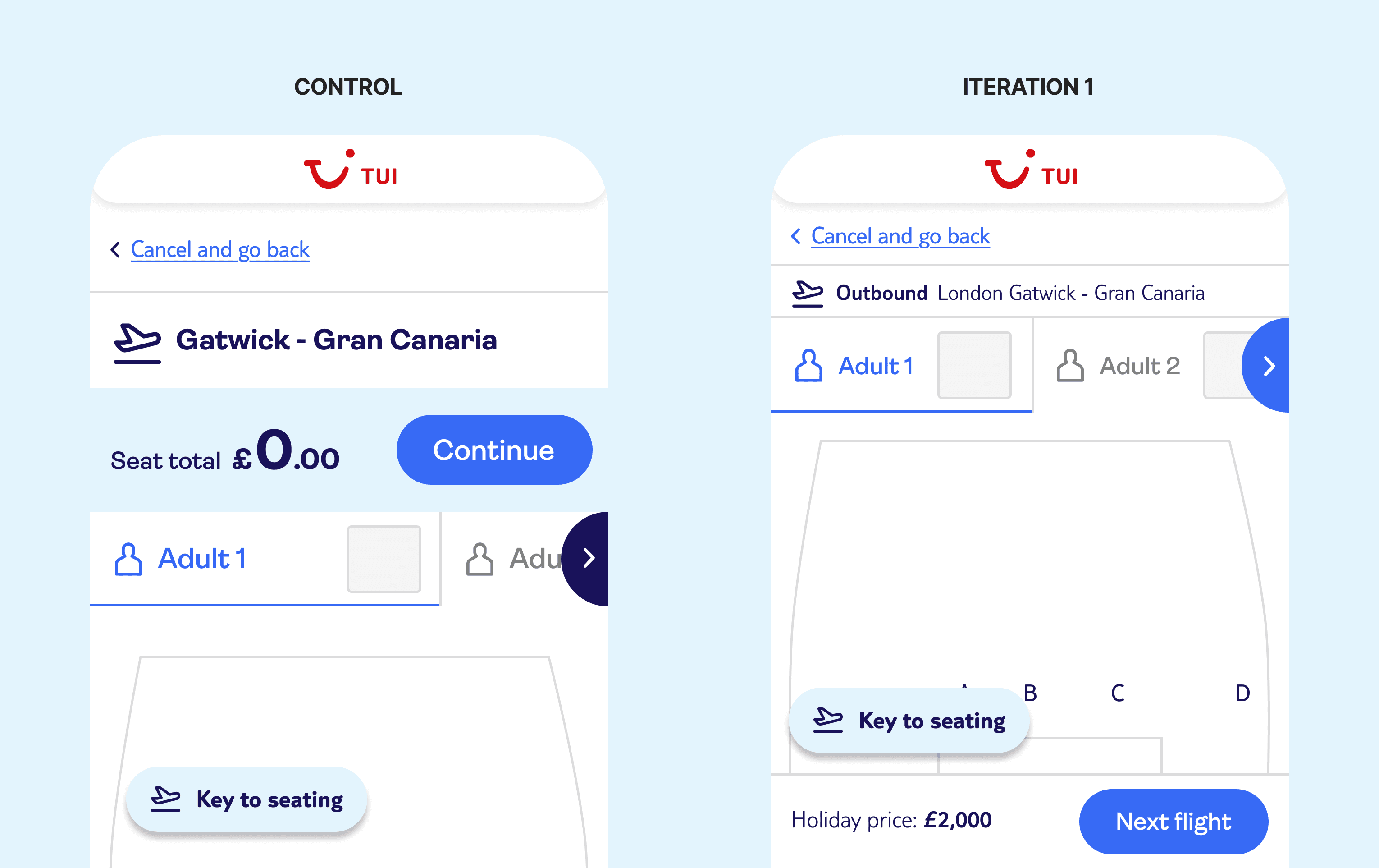 Comparison between original and new design for iteration 1. 