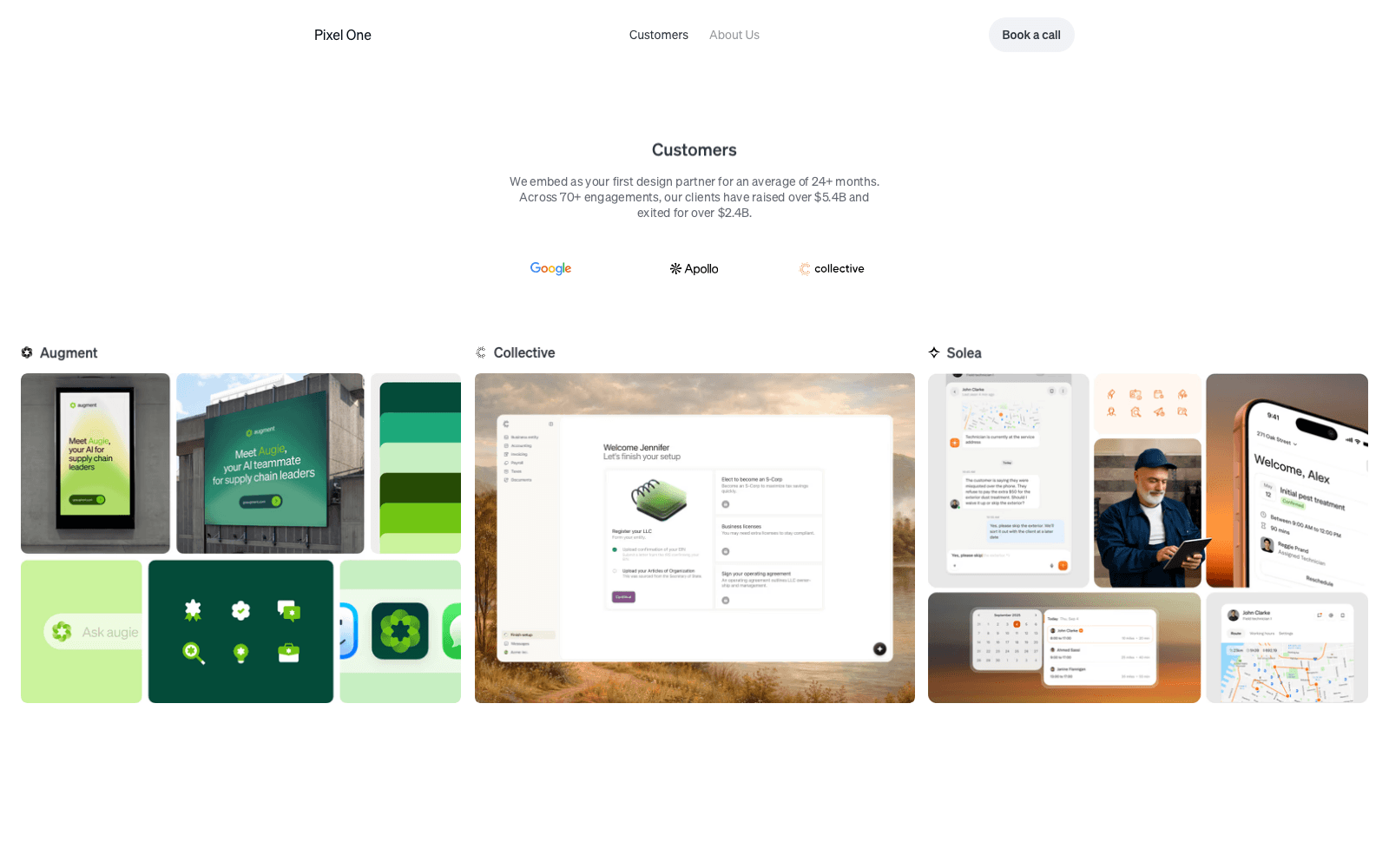 Pixel One website homepage