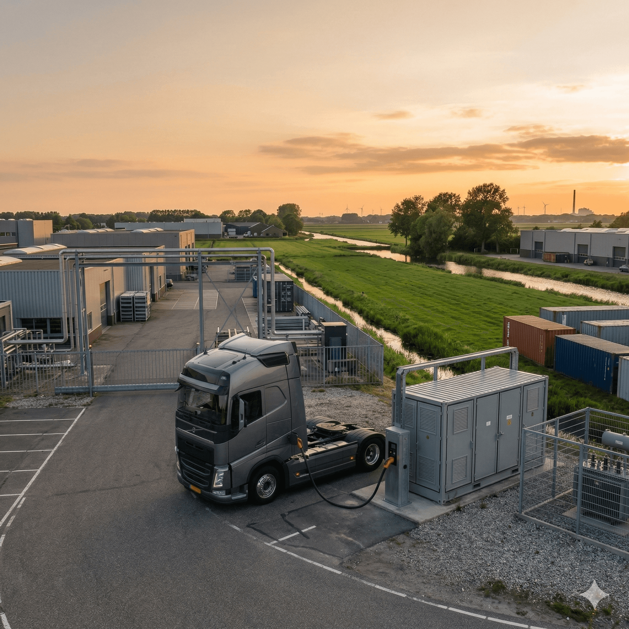 vrachtwagen elektrisch laden bedrijventerrein