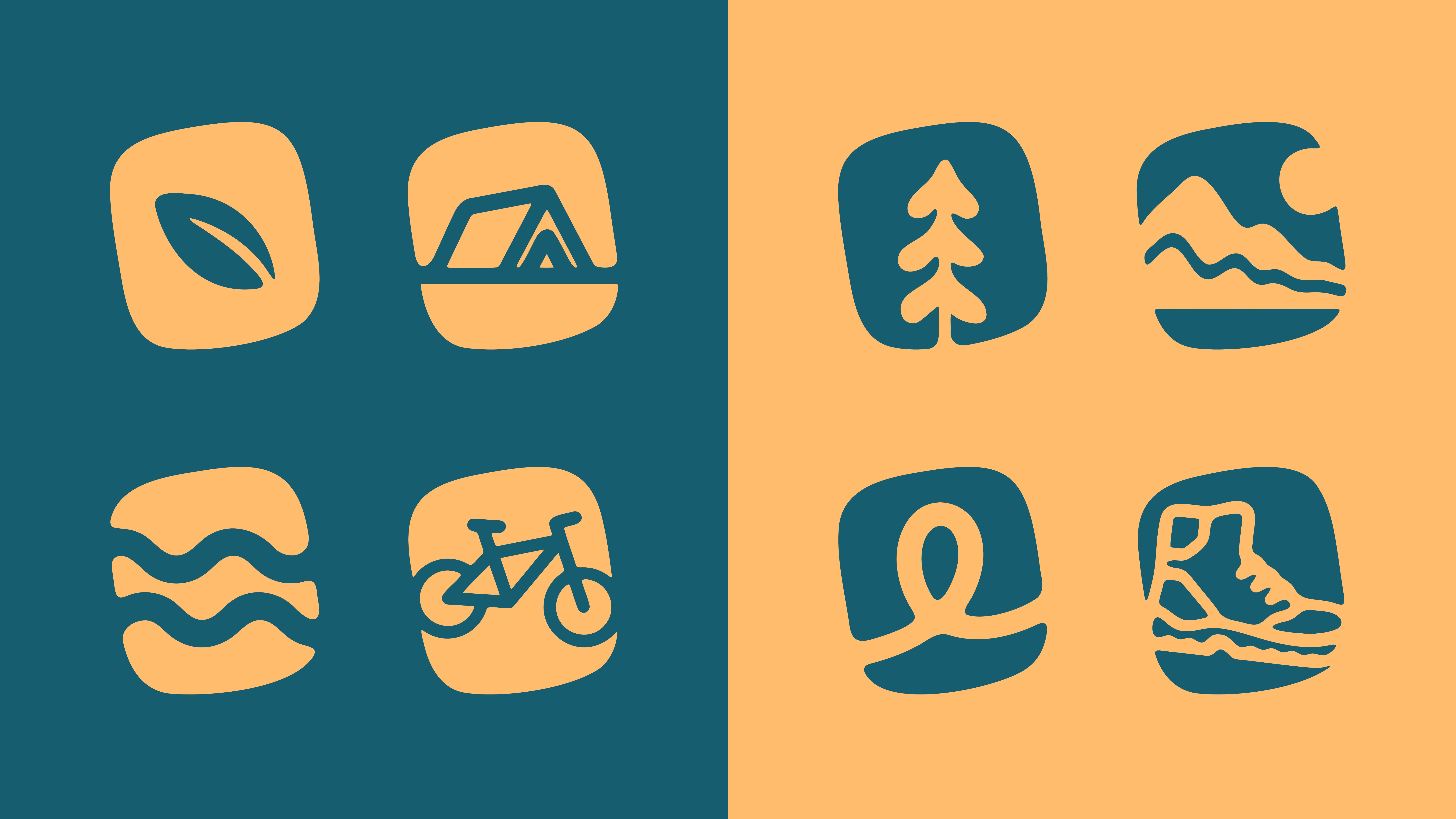 Bramble icons on teal and yellow backgrounds