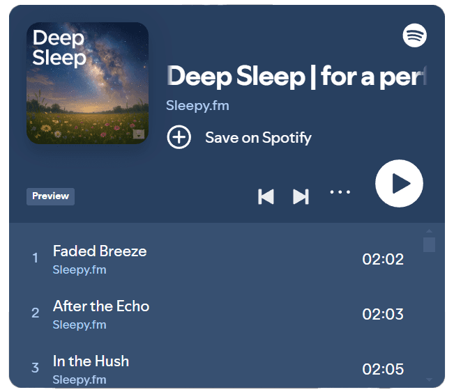 Sleepy.fm playlist