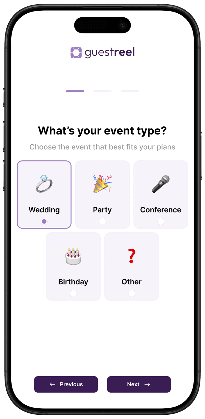 Mobile phone event layout