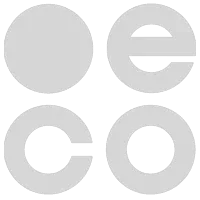 gaia.eco 'oeco' block letter logo. Illuminum.