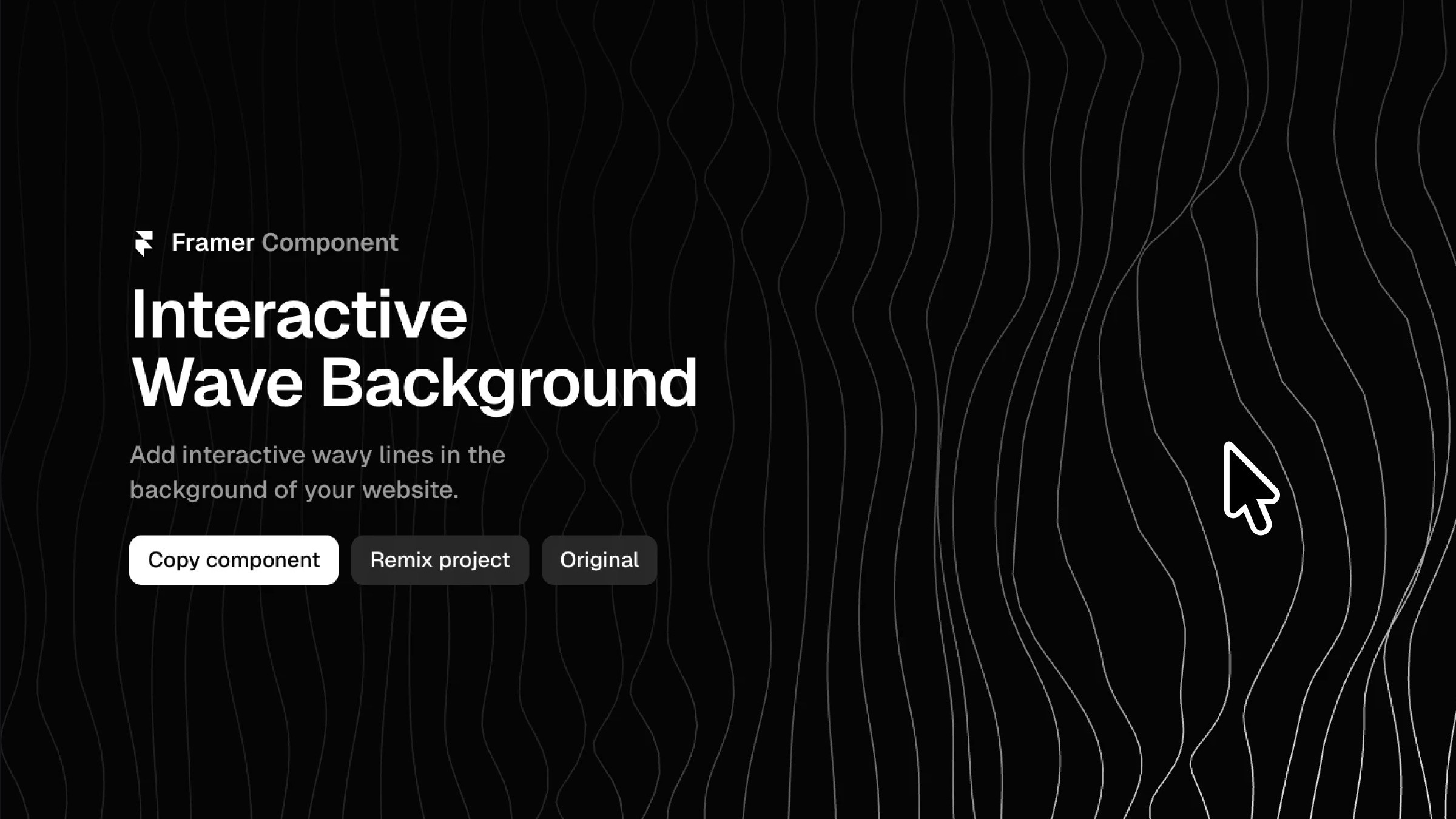 Interactive Wave Background component with wavy black and white lines