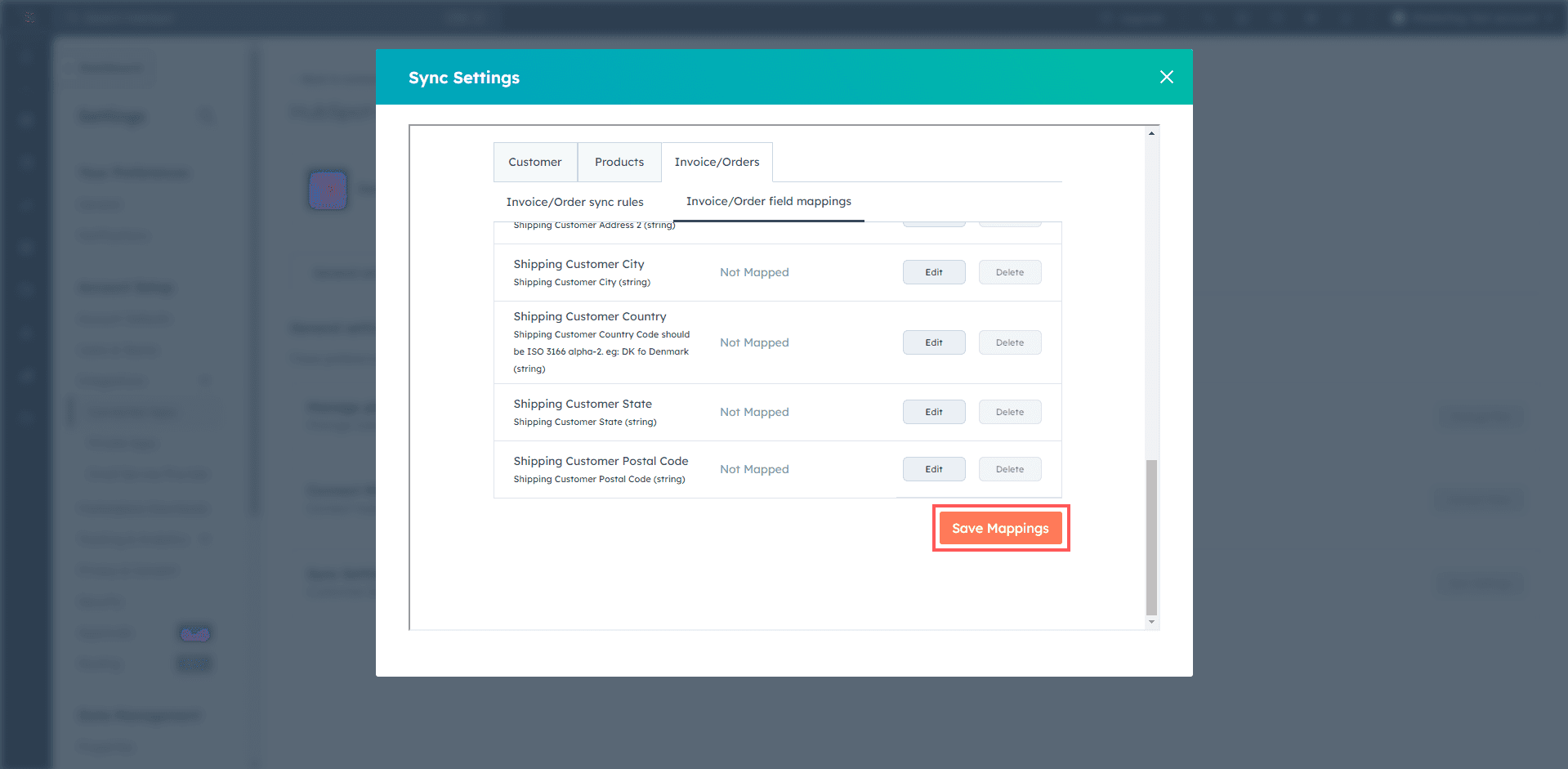 Setting Up Invoice/Order Field Mappings