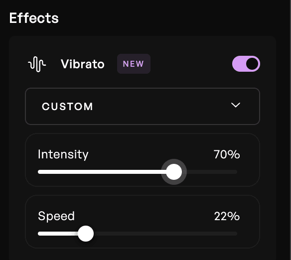 Advanced vocal effects panel shown in Kits Convert screen for vocal editing