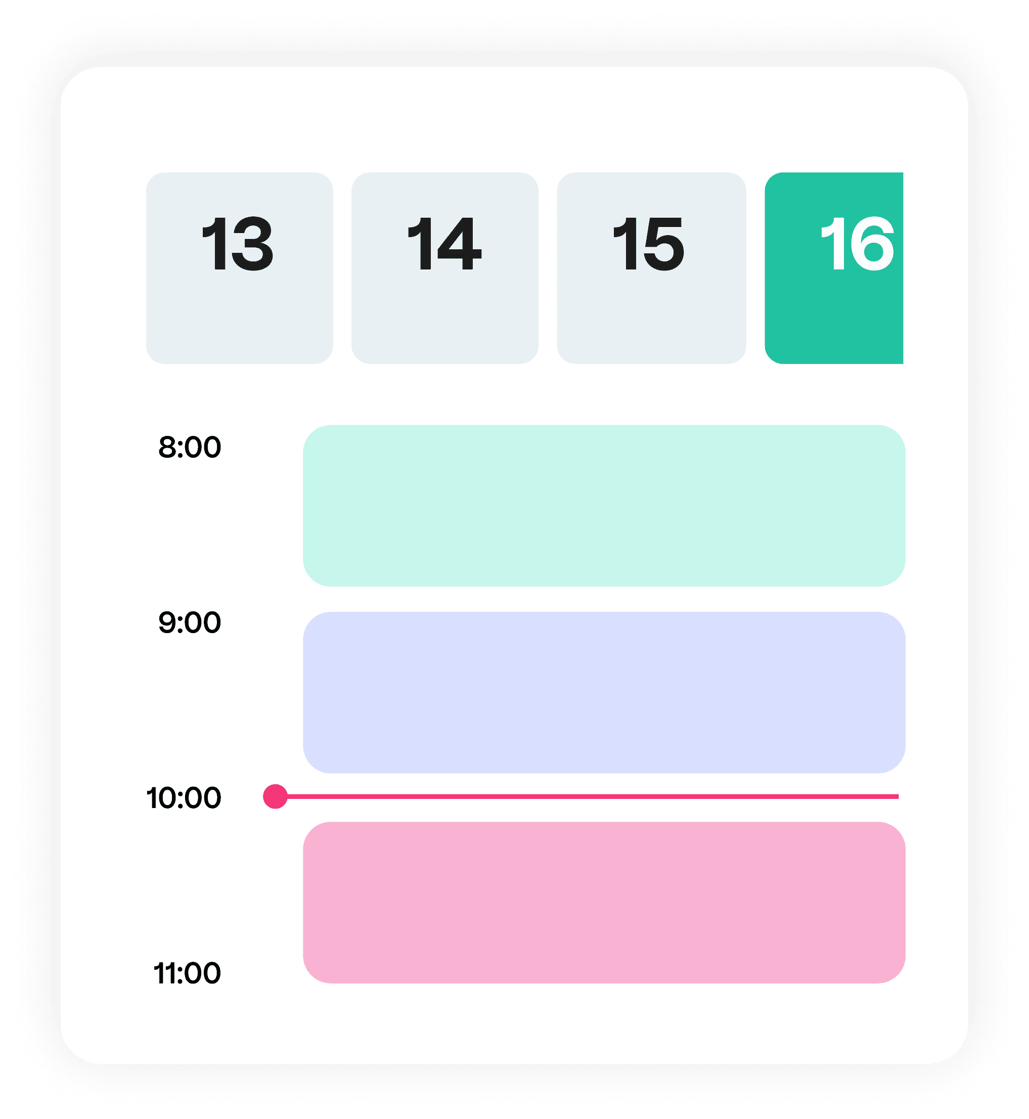 Calendar schedule with time slots and highlighted date.