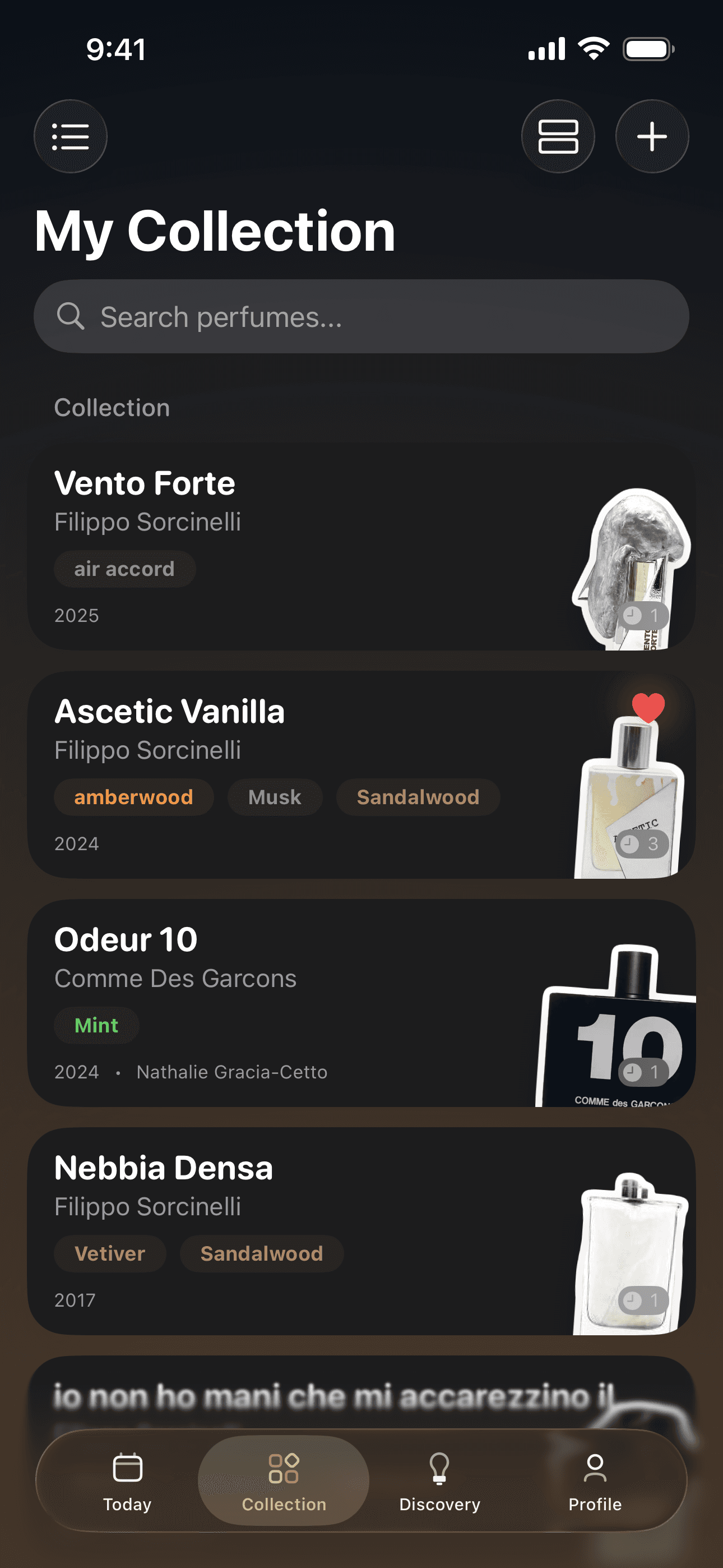 Perfume collection view