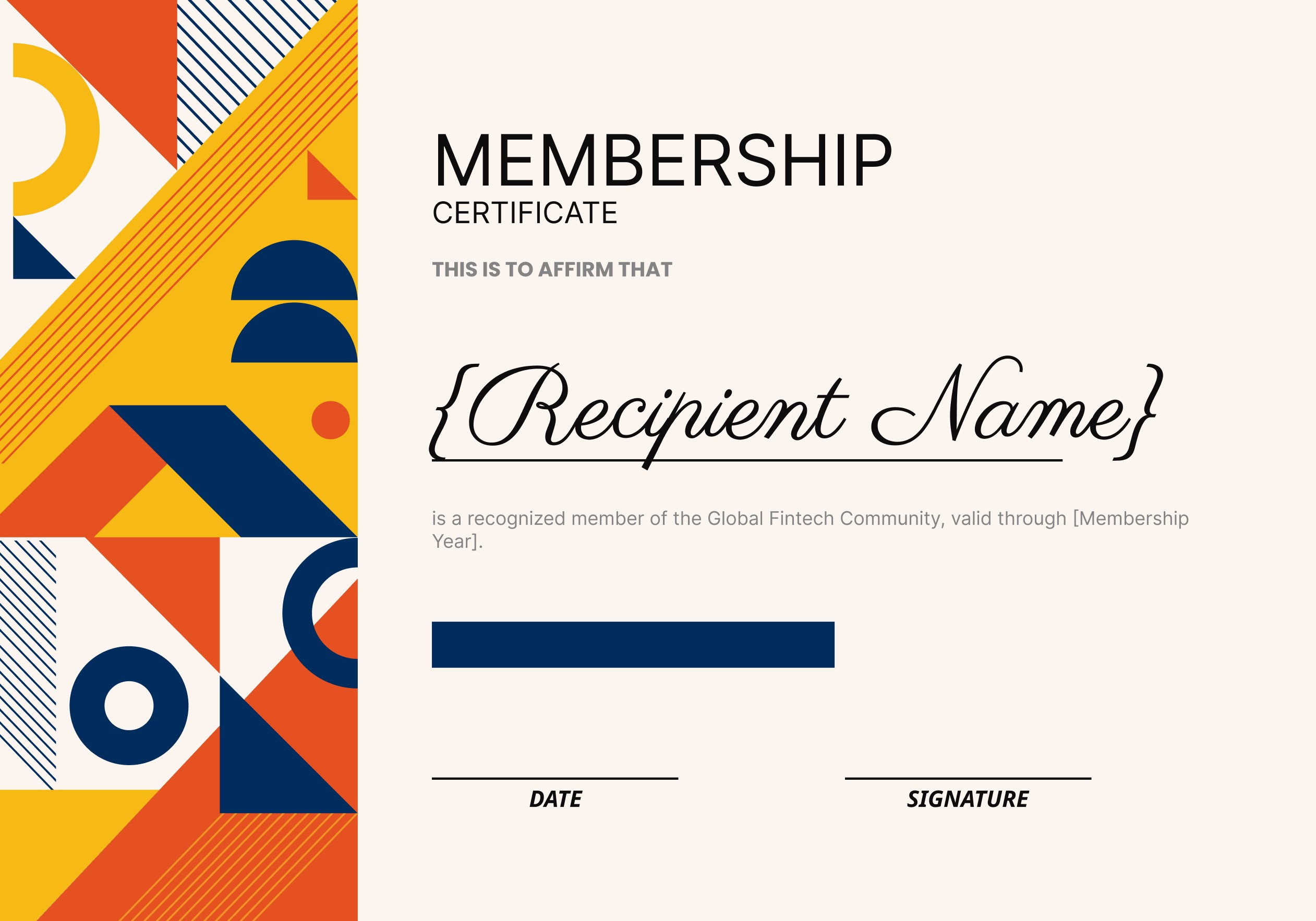 Wauld - Vibrant and sophisticated certificate of membership