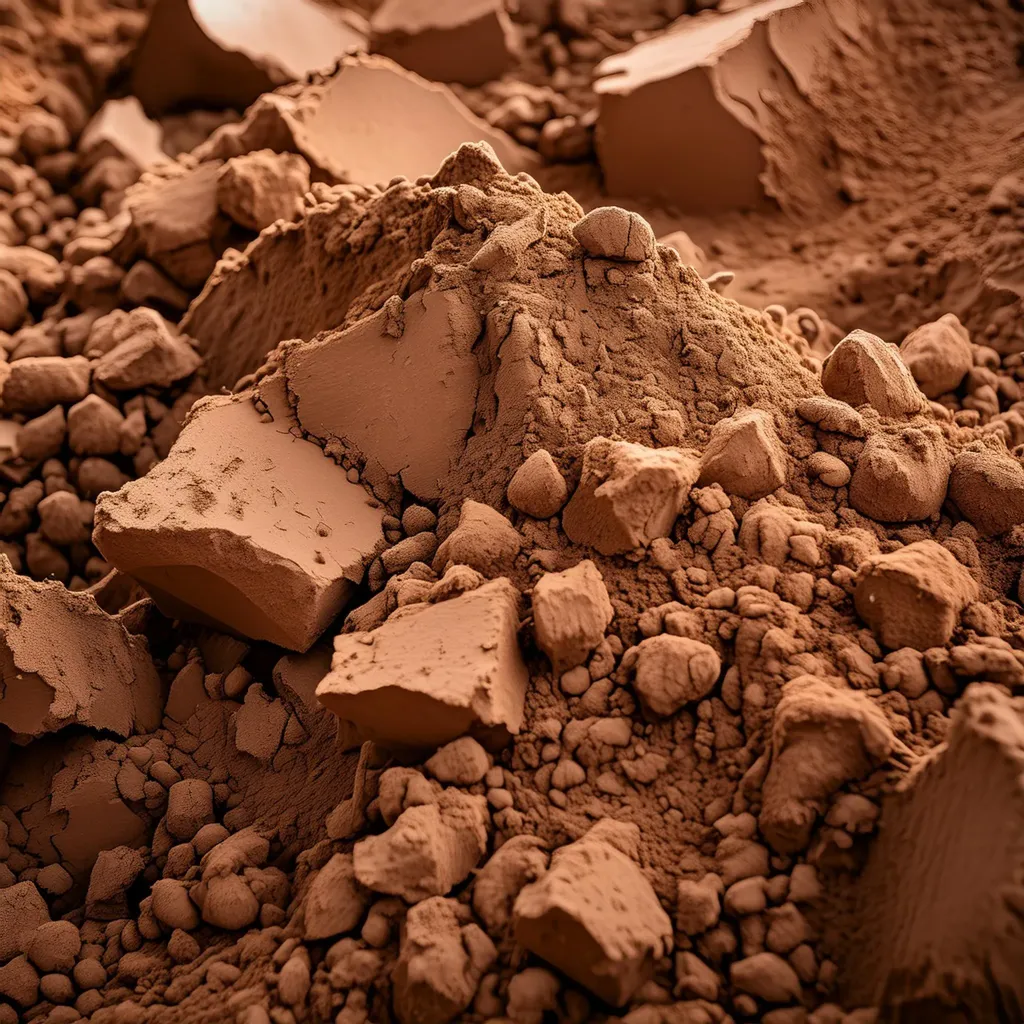 Bulk fill soil and clay material close up
