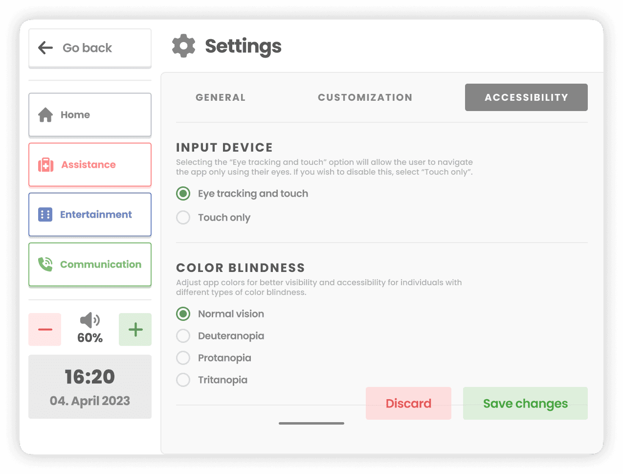 Skilldata settings - accessibility
