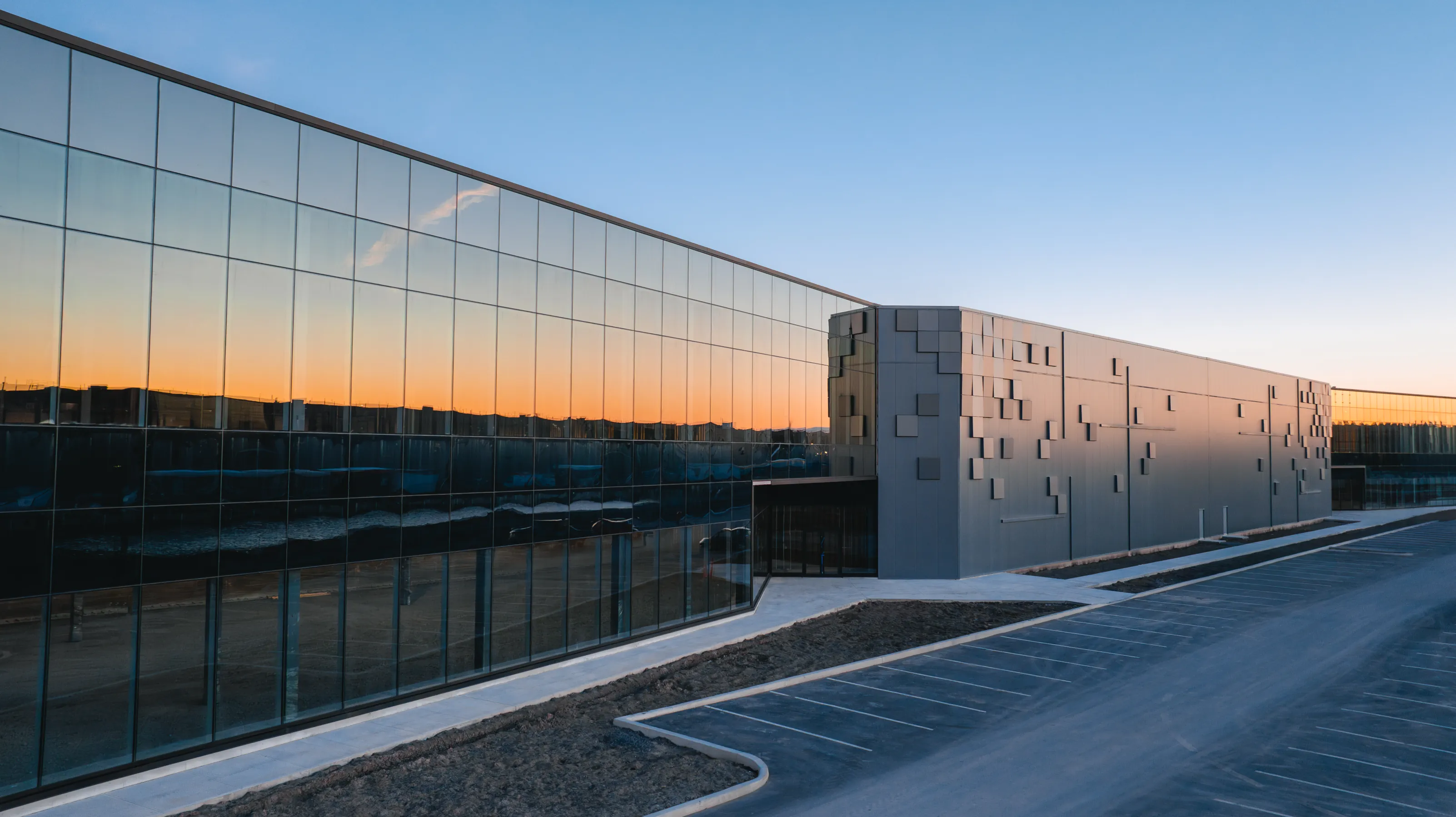 Building under the sunset