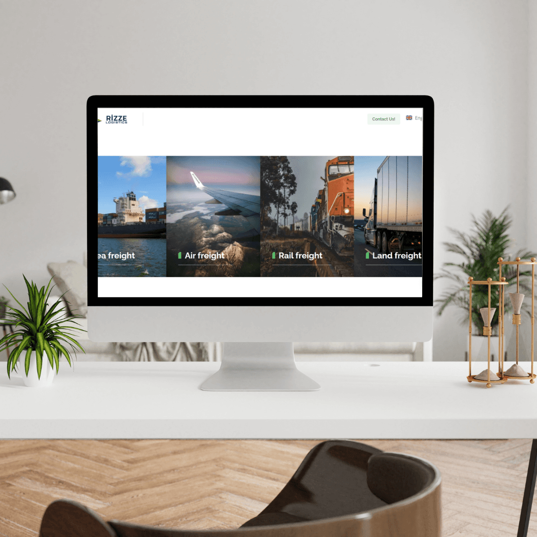 Homepage design for Rizzed Logistics logistics website