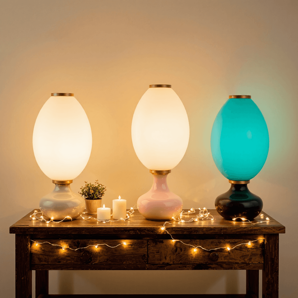 product photography of set of decorative lamps