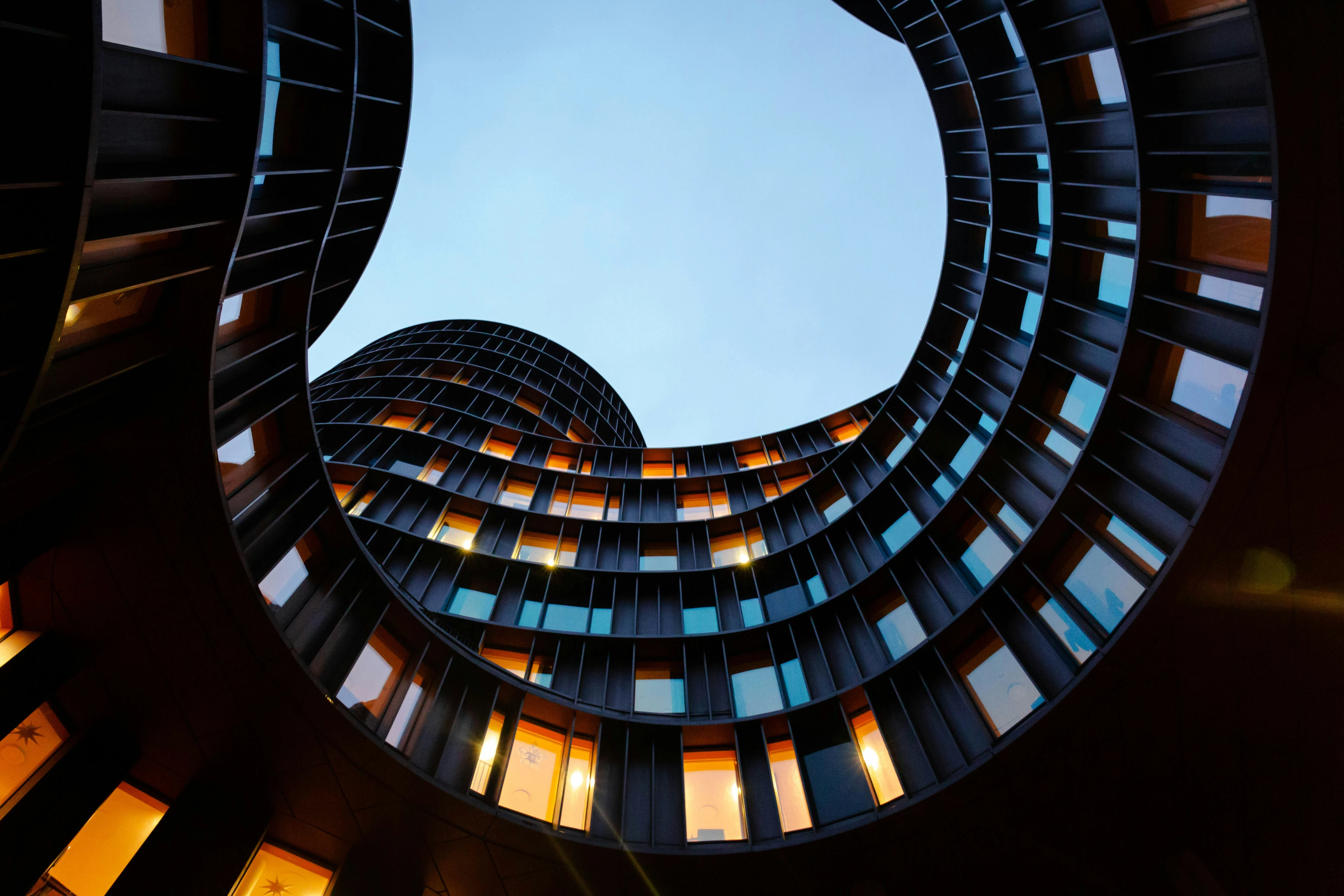 View of a building from the bottom