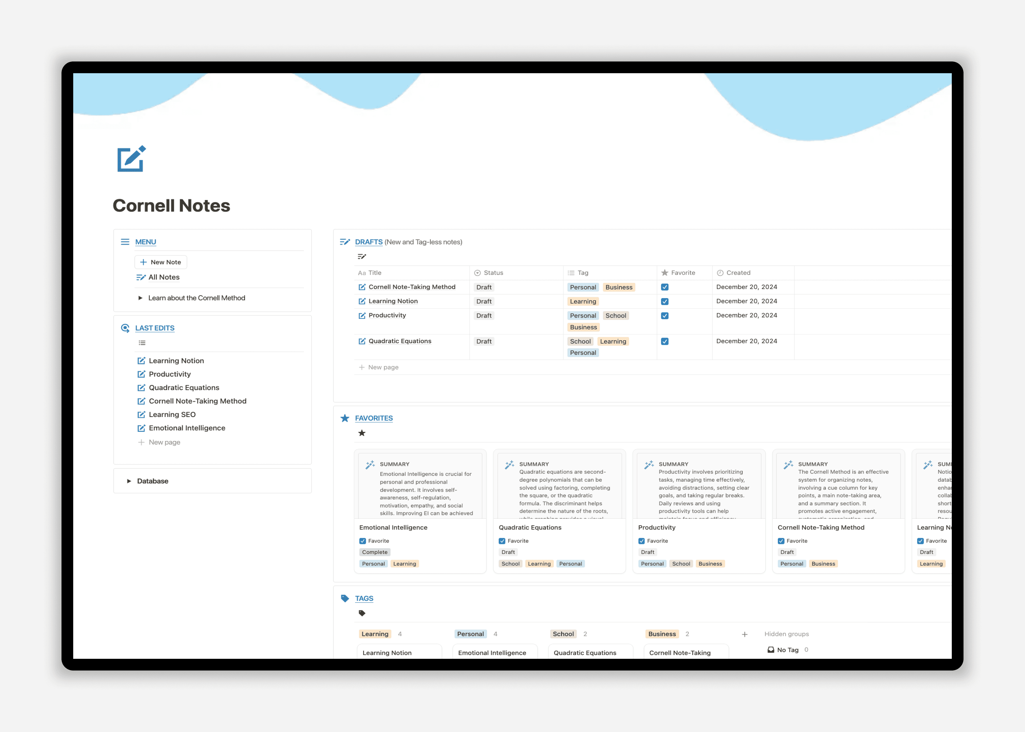 Notion Cornell Notes Template - Homepage