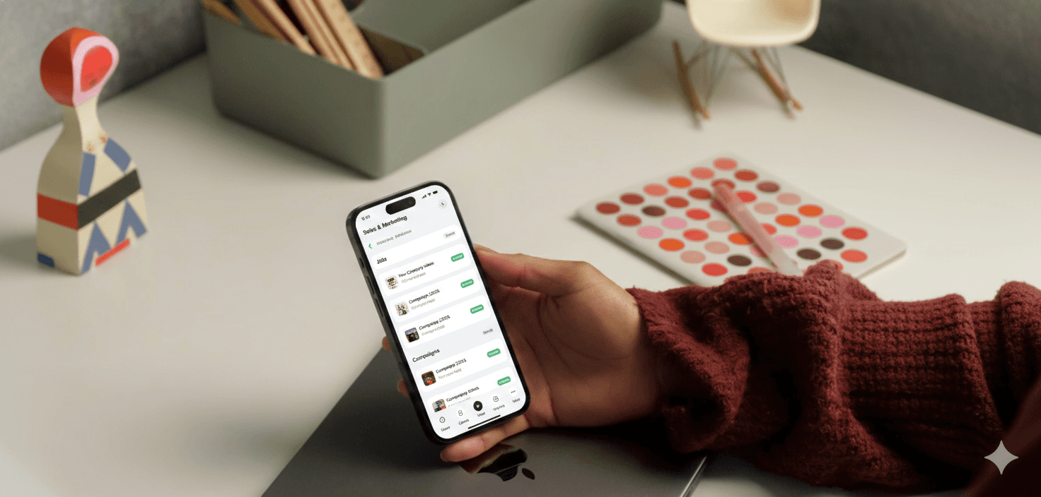 A mockup of Freelio's mobile app