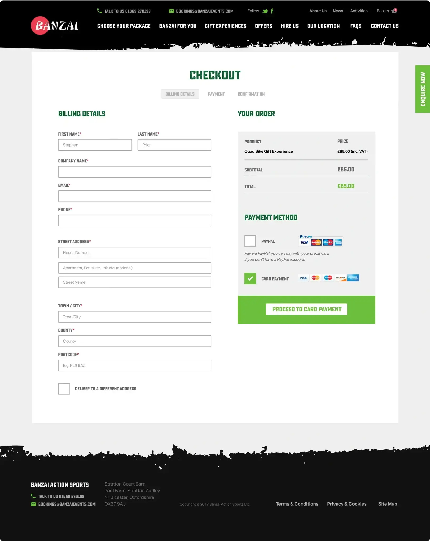 Example checkout page design