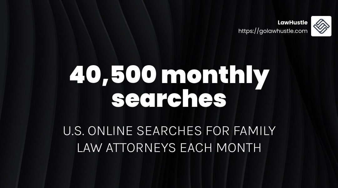 Did you know that there are over 40,500 U.S. based online searches for family law attorneys each month? - search engine optimization for family law attorneys infographic simple-stat-landscape-dark