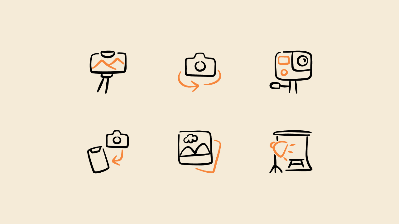 Freehand Duo Photo and Video Icon Set