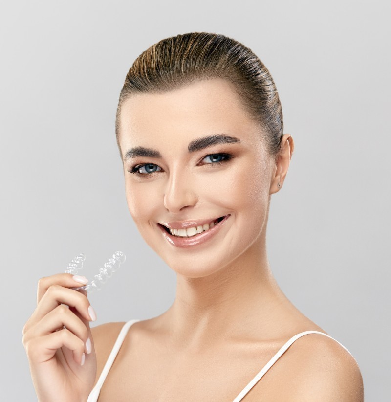 Invisalign braces inside box.