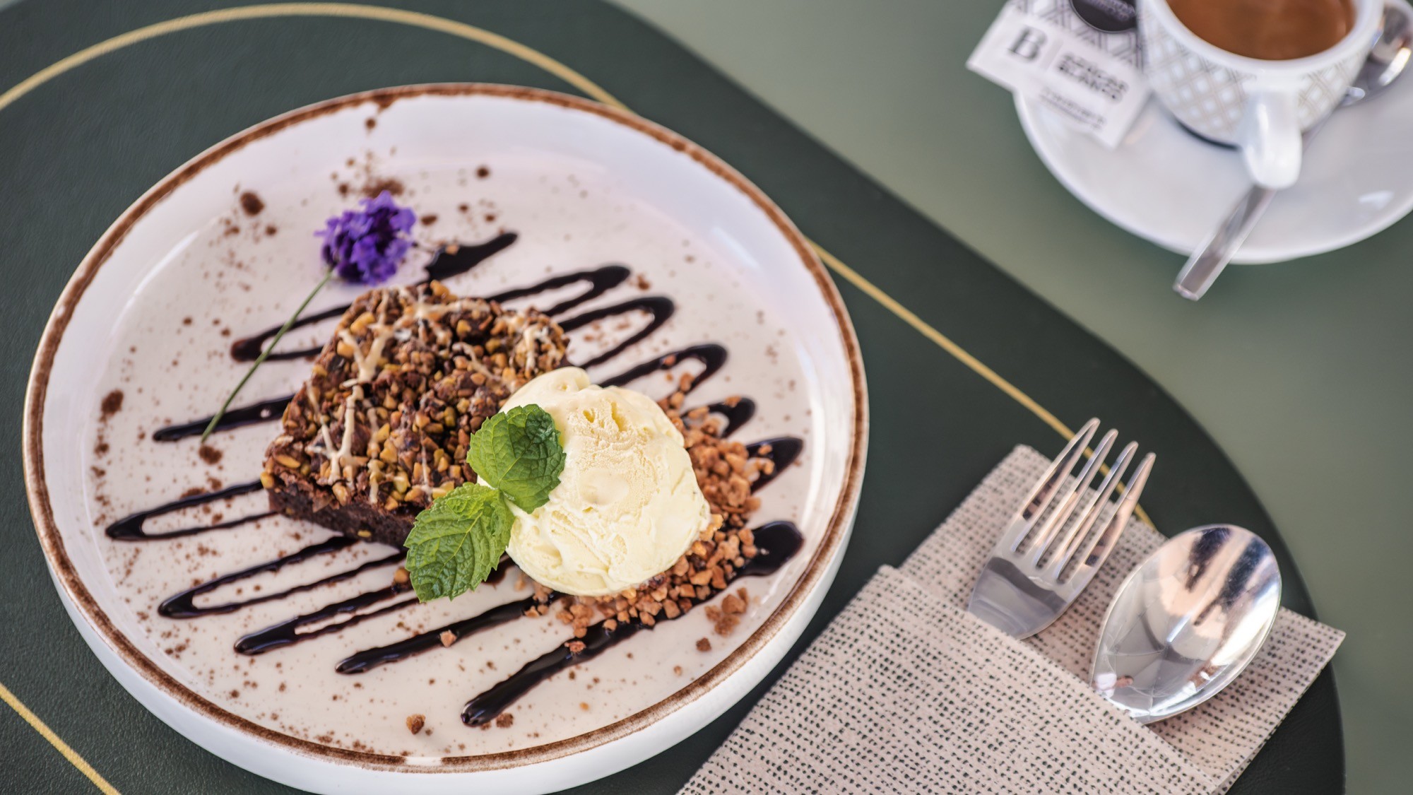 Chocolate dessert from the hotel menu