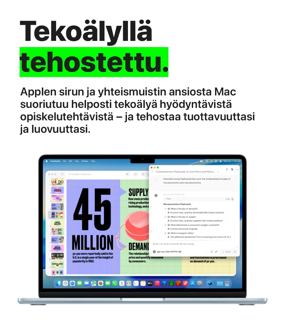 MacBook. Luottokaveri. Opintoihin ja elämään.