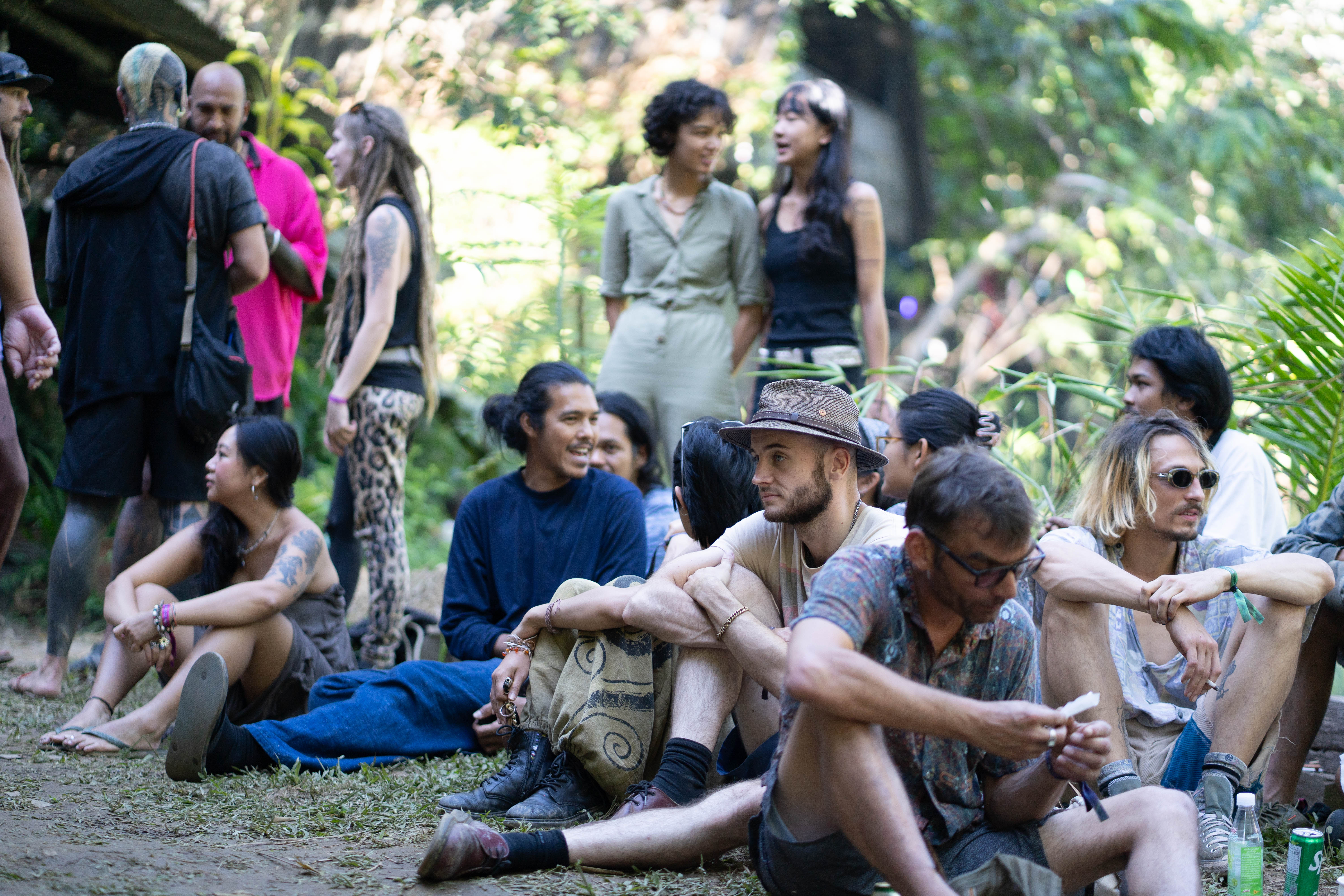 team workspace with people working