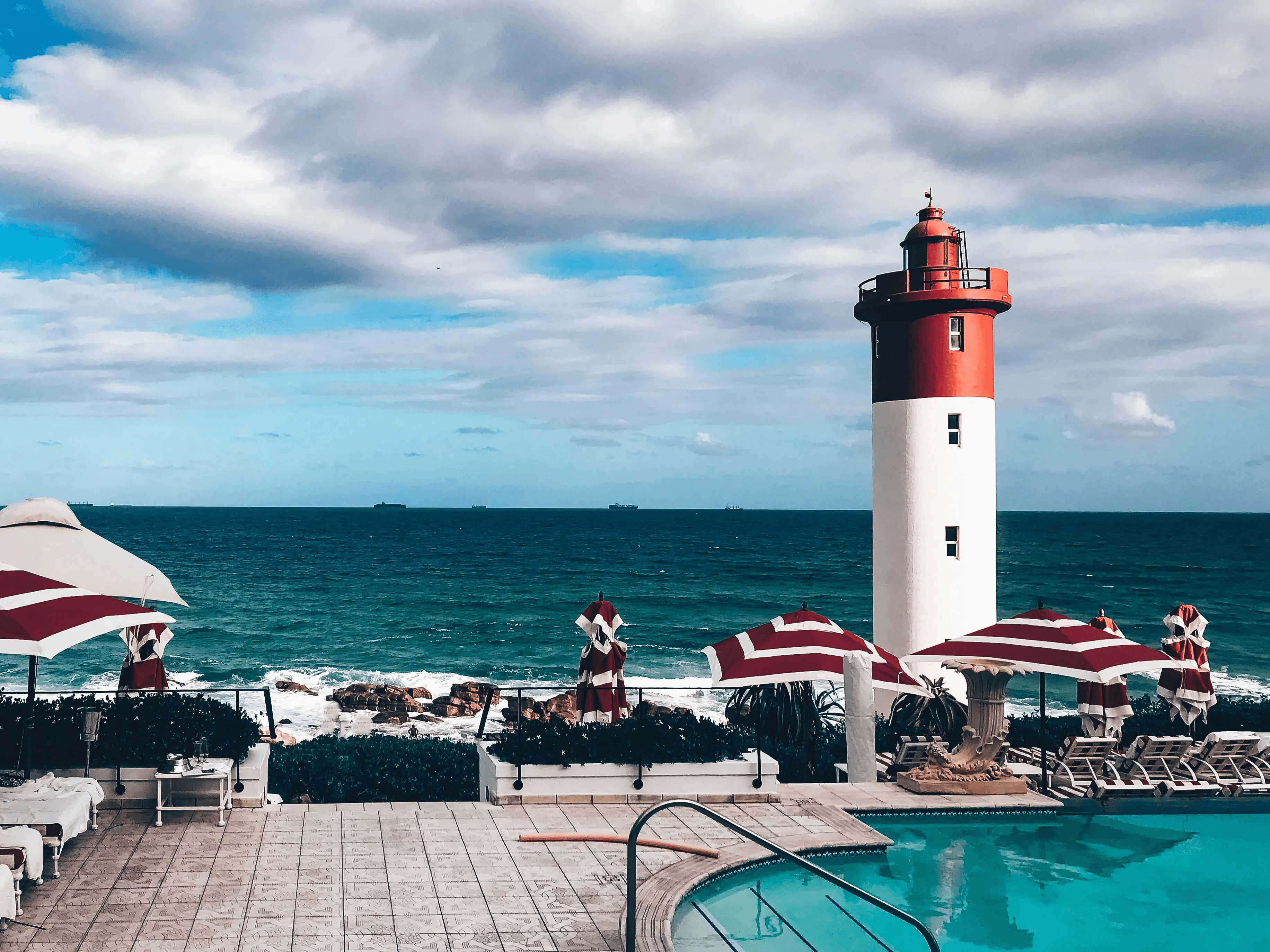 Enjoying the coastal view while on annual leave at The Oyster Box Hotel, Lighthouse Road, Umhlanga, South Africa