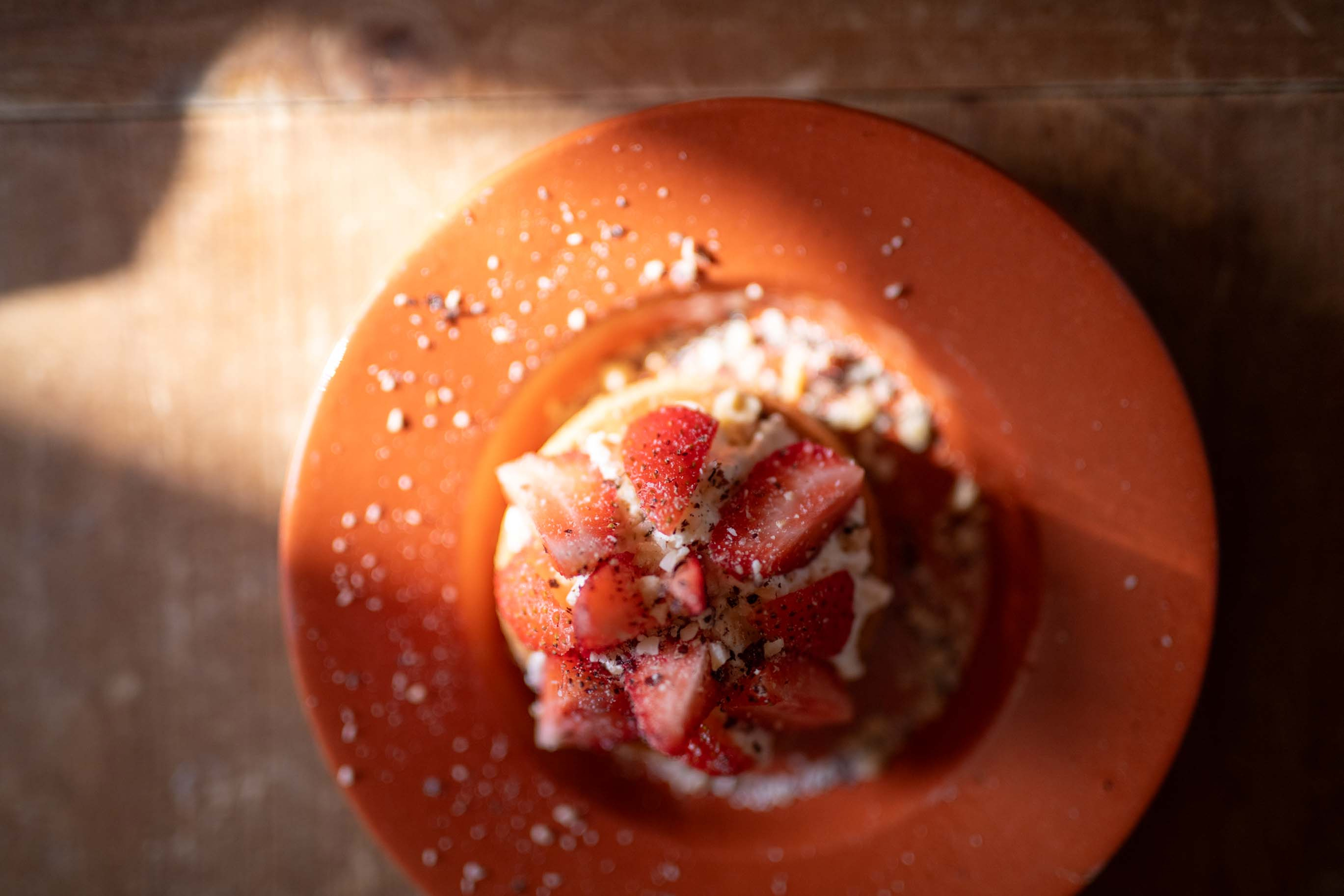 Photo d'un ordinateur portable, tenue par Anaïs, entouré d'un arbre fleuri